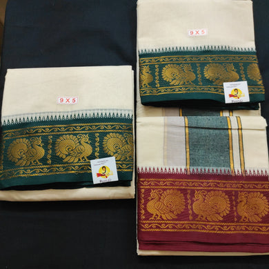 Cotton Dhothi jacquard border 9*5