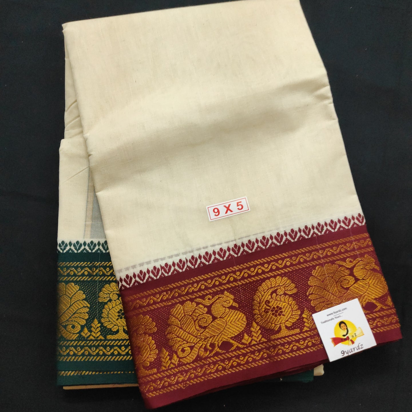 Cotton Dhothi jacquard border 9*5