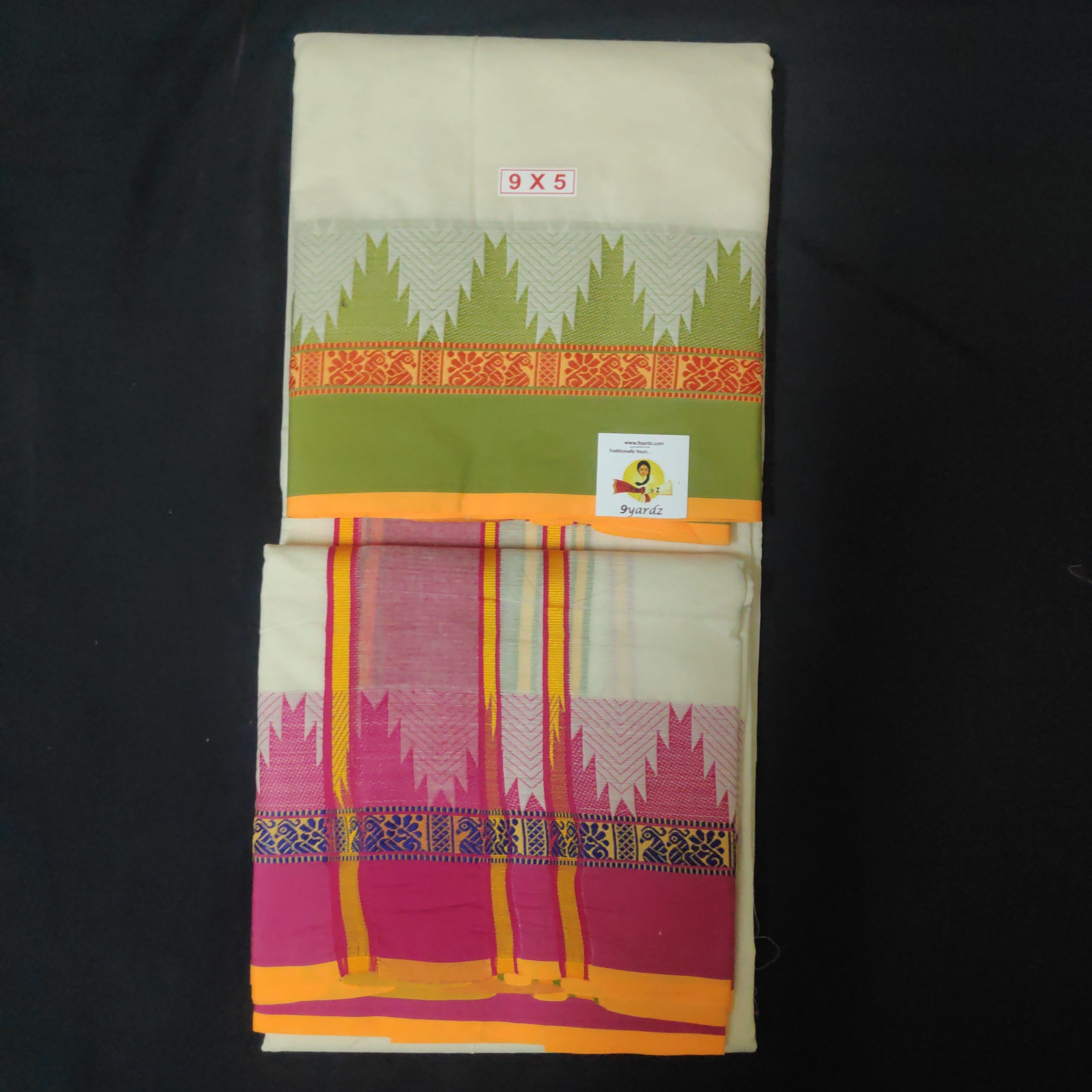 Cotton Dhothi jacquard border 9*5