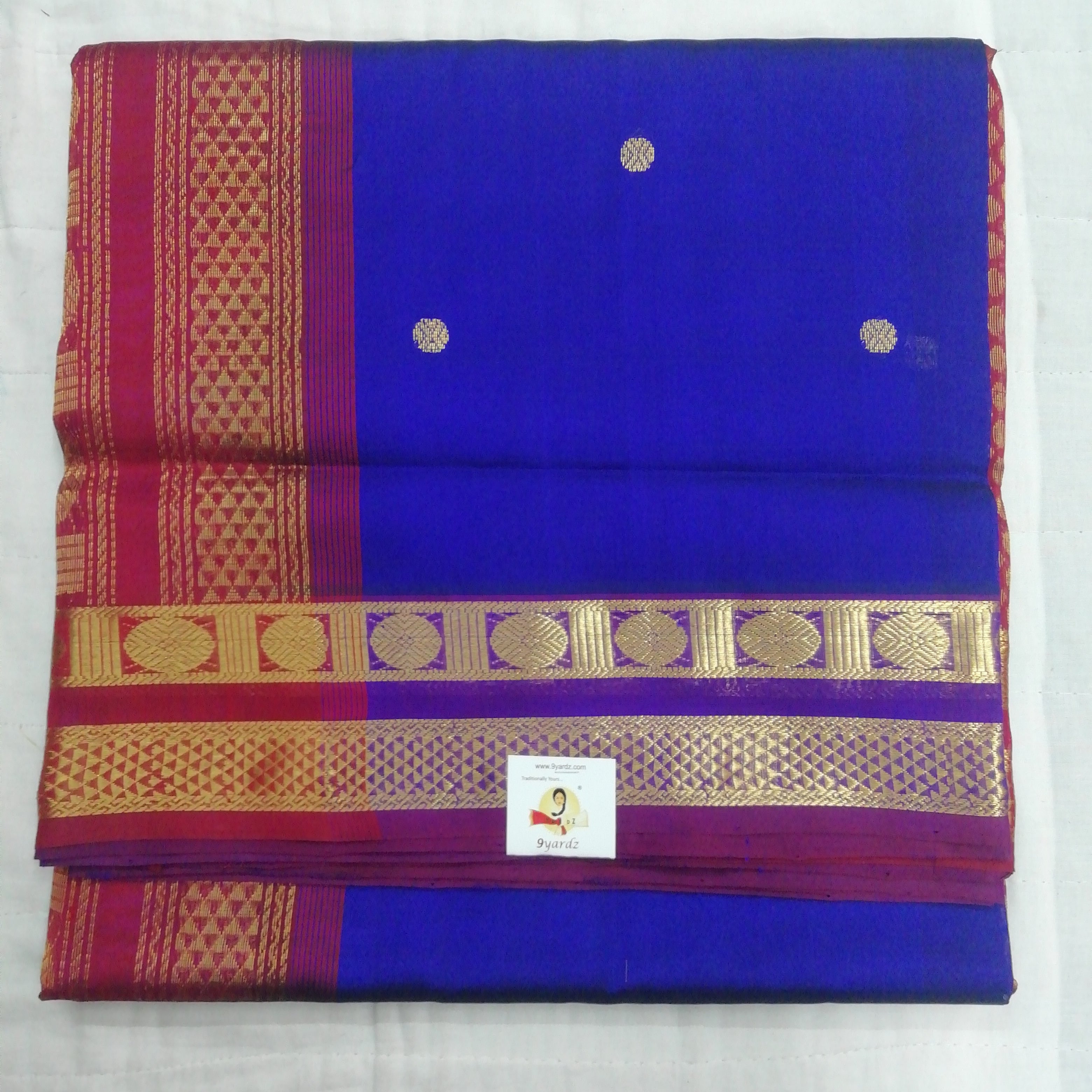 Pure silk cotton, rettai pet with butta-10 yards madisar