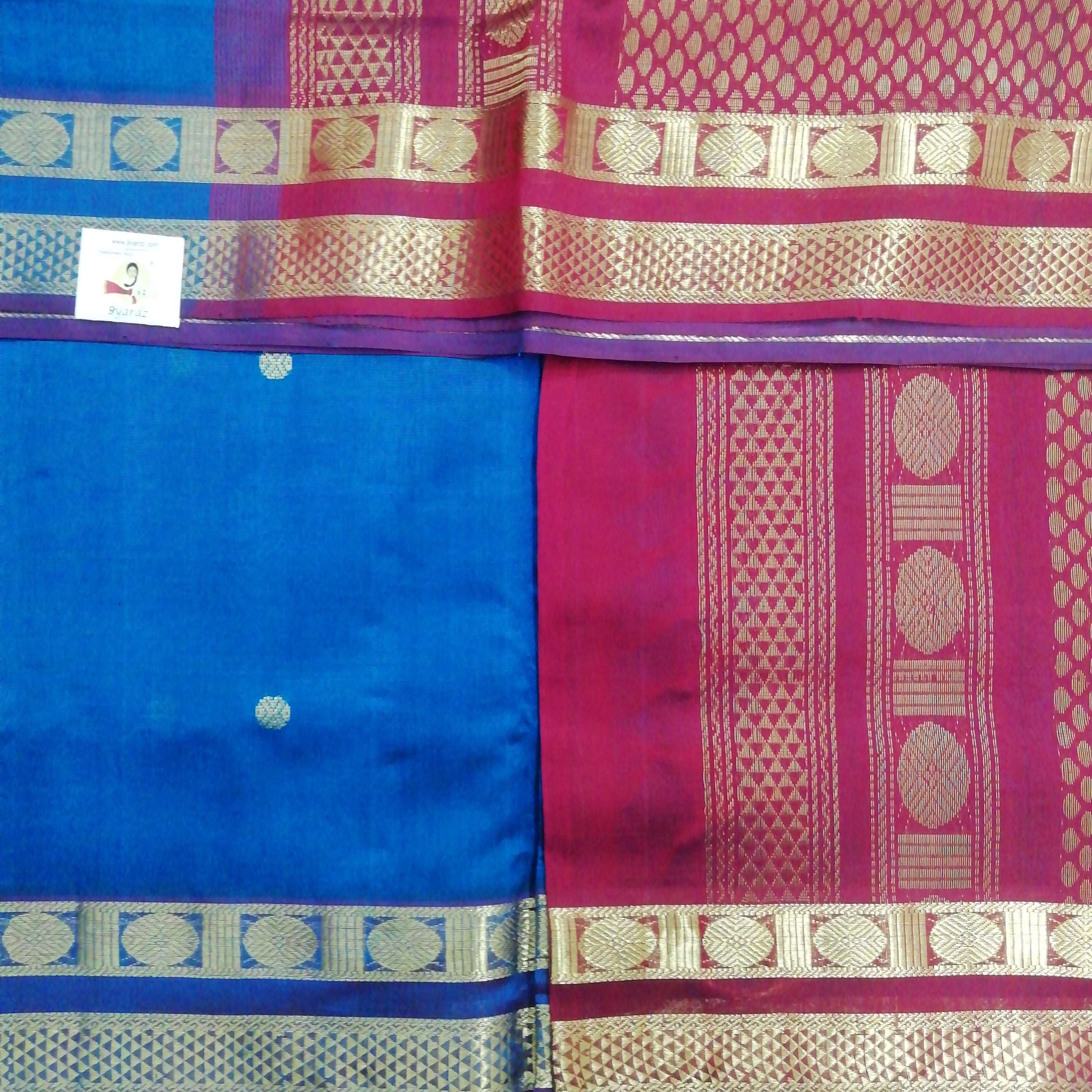 Pure silk cotton, rettai pet with butta-10 yards madisar