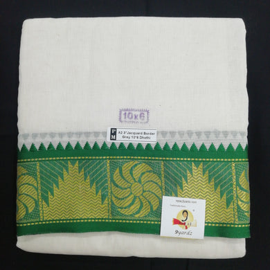 Cotton dhoti 10*6 thread jacquard zari border