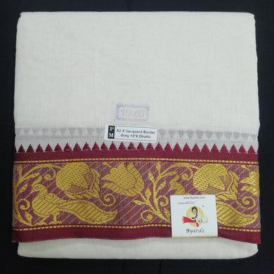 Cotton dhoti 10*6 thread jacquard zari border