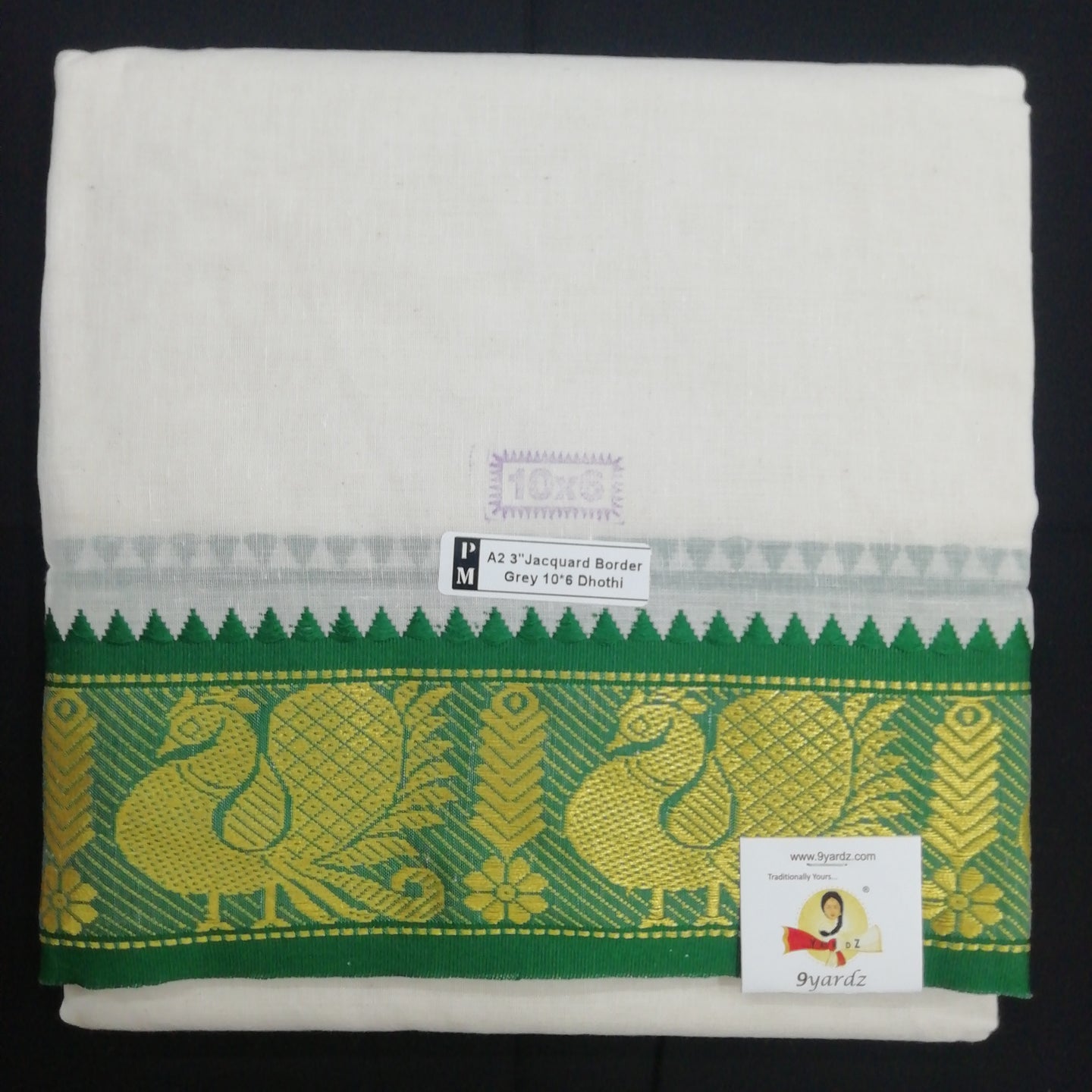 Cotton dhoti 10*6 thread jacquard zari border