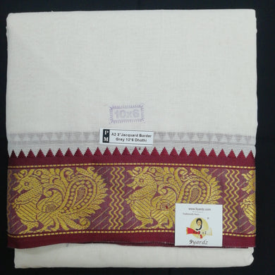 Cotton dhoti 10*6 thread jacquard zari border