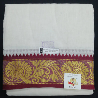 Cotton dhoti 10*6 thread jacquard zari border