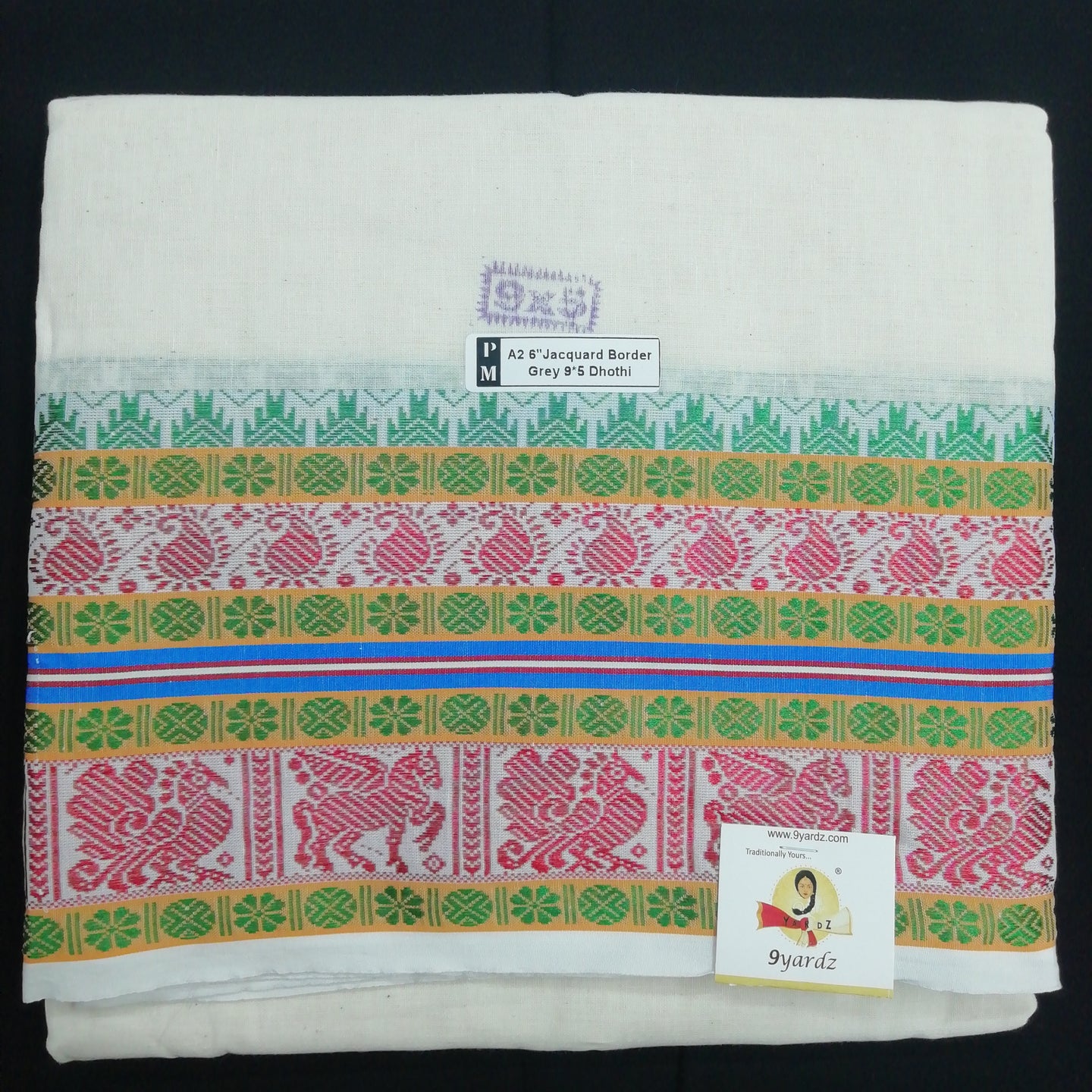 Cotton dhoti 9*5 thread jacquard border