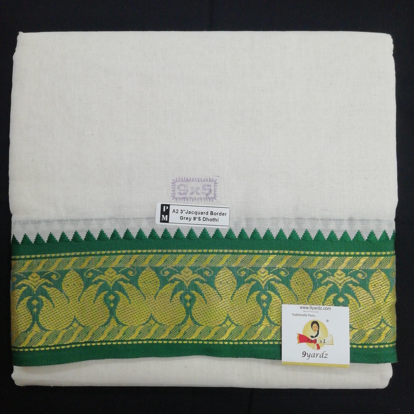 Cotton dhoti 9*5 thread jacquard Zari border