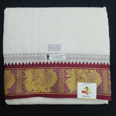 Cotton dhoti 9*5 thread jacquard Zari border