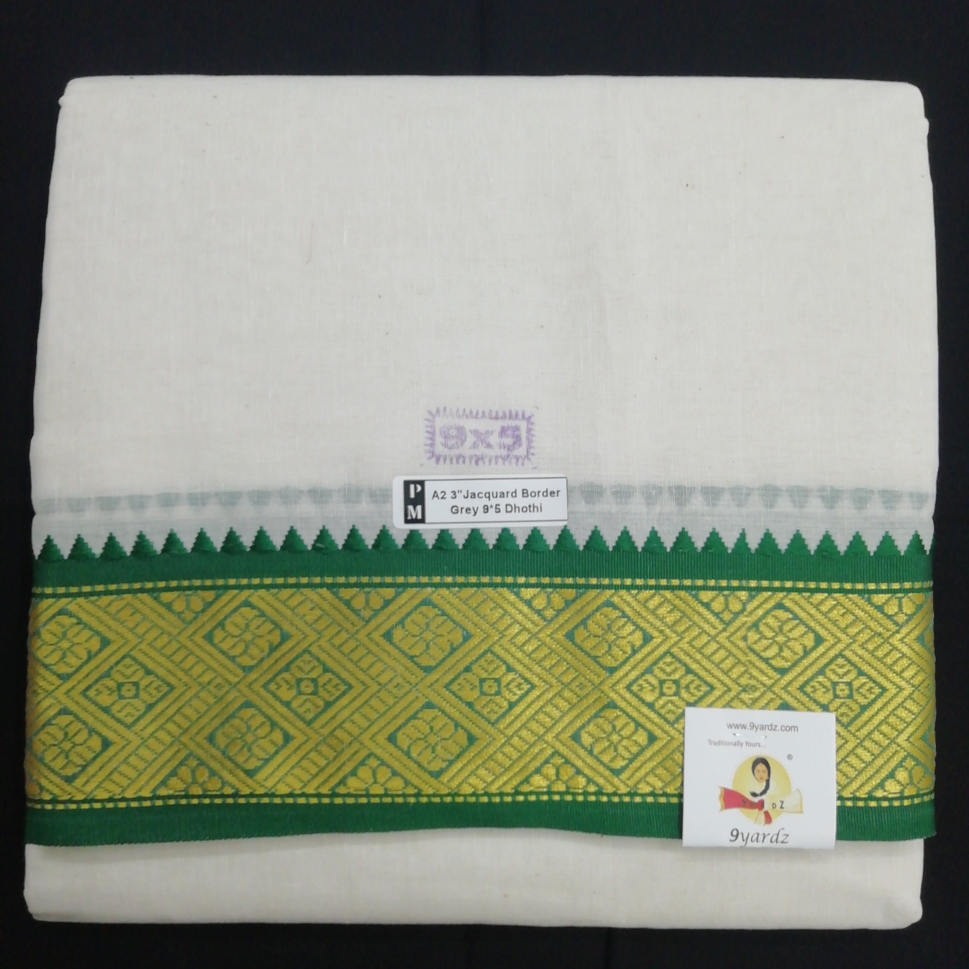 Cotton dhoti 9*5 thread jacquard Zari border