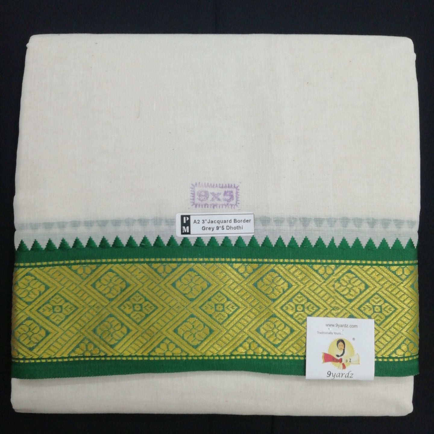 Cotton dhoti 9*5 thread jacquard Zari border