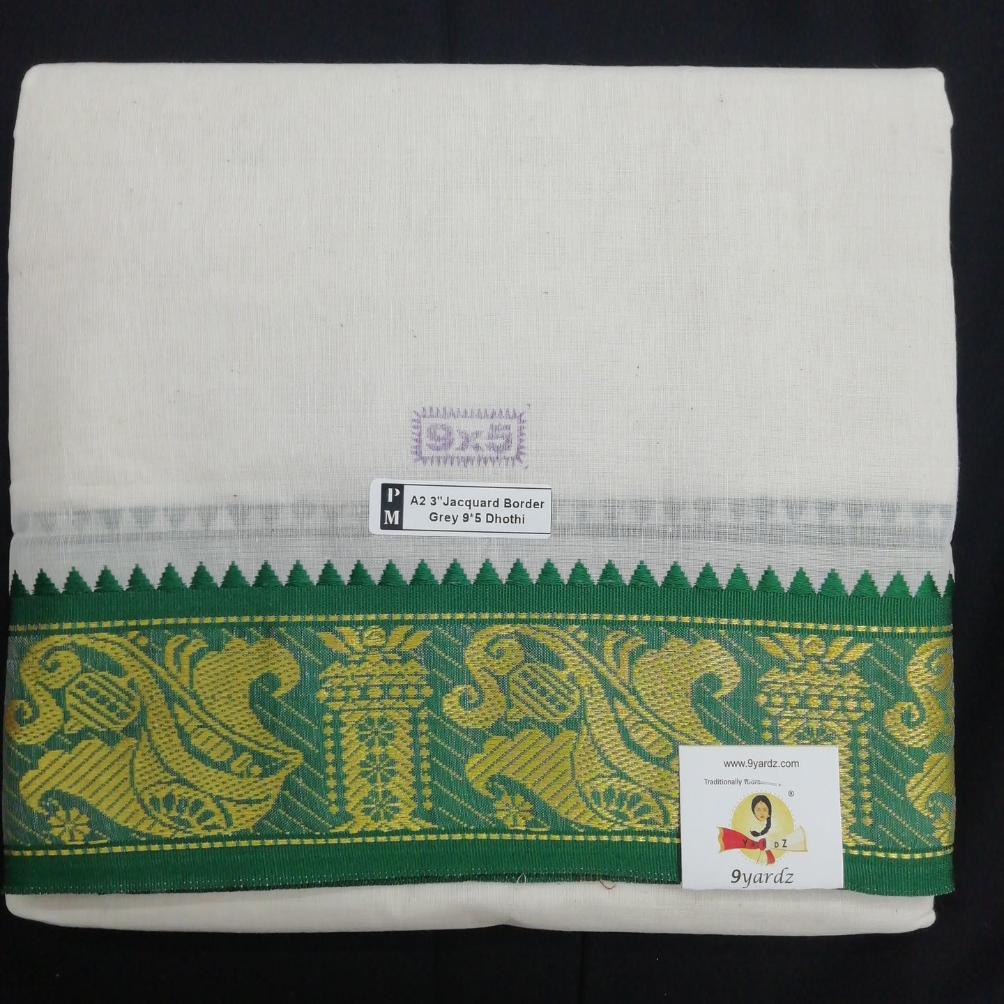 Cotton dhoti 9*5 thread jacquard Zari border