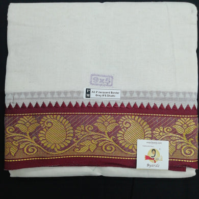 Cotton dhoti 9*5 thread jacquard Zari border