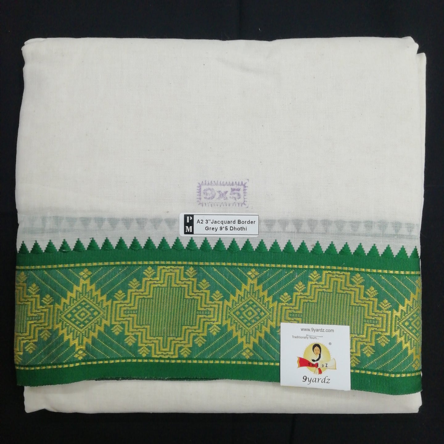 Cotton dhoti 9*5 thread jacquard Zari border