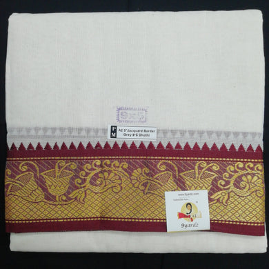 Cotton dhoti 9*5 thread jacquard Zari border