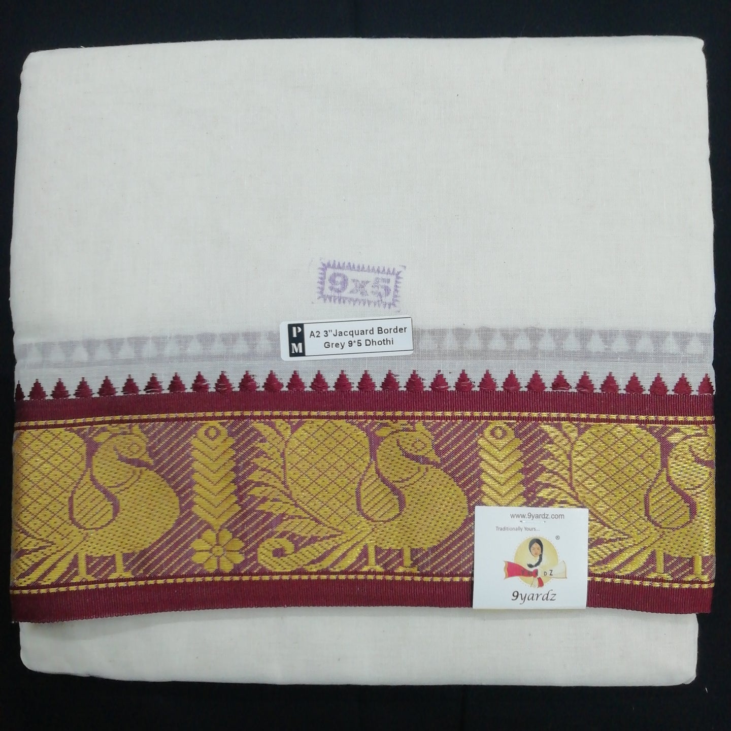 Cotton dhoti 9*5 thread jacquard Zari border