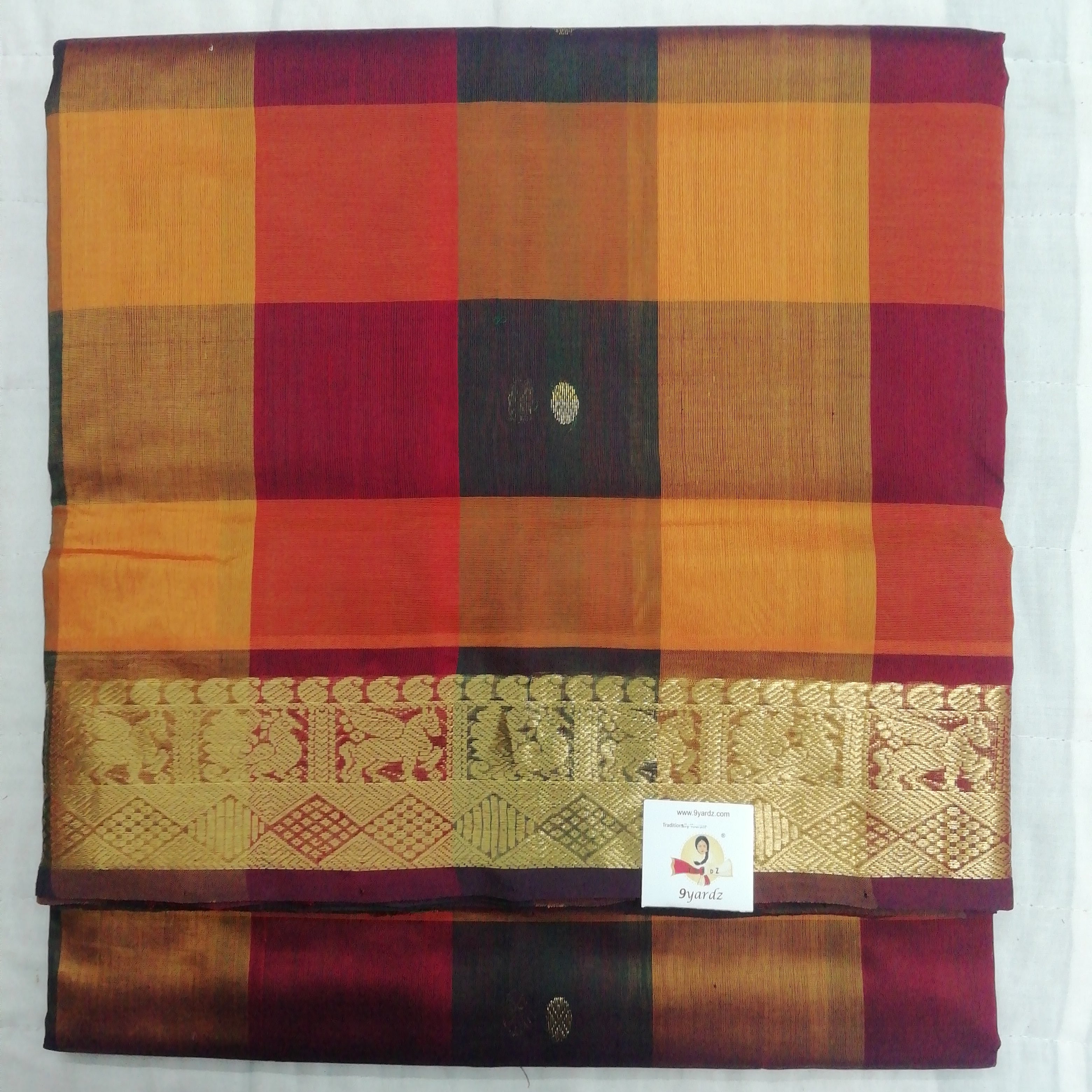 Pure silk cotton- pazhum pazhamum kattam with butta, 10yards (madisar)
