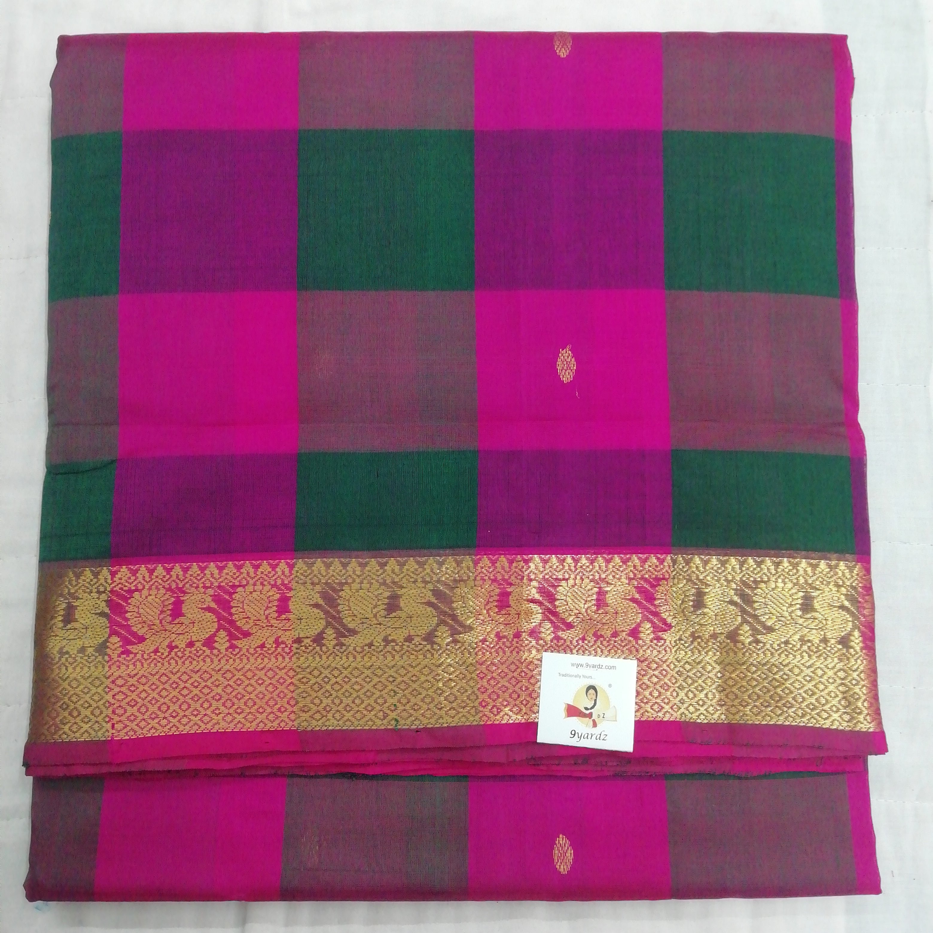 Pure silk cotton- pazhum pazhamum kattam with butta, 10yards (madisar)