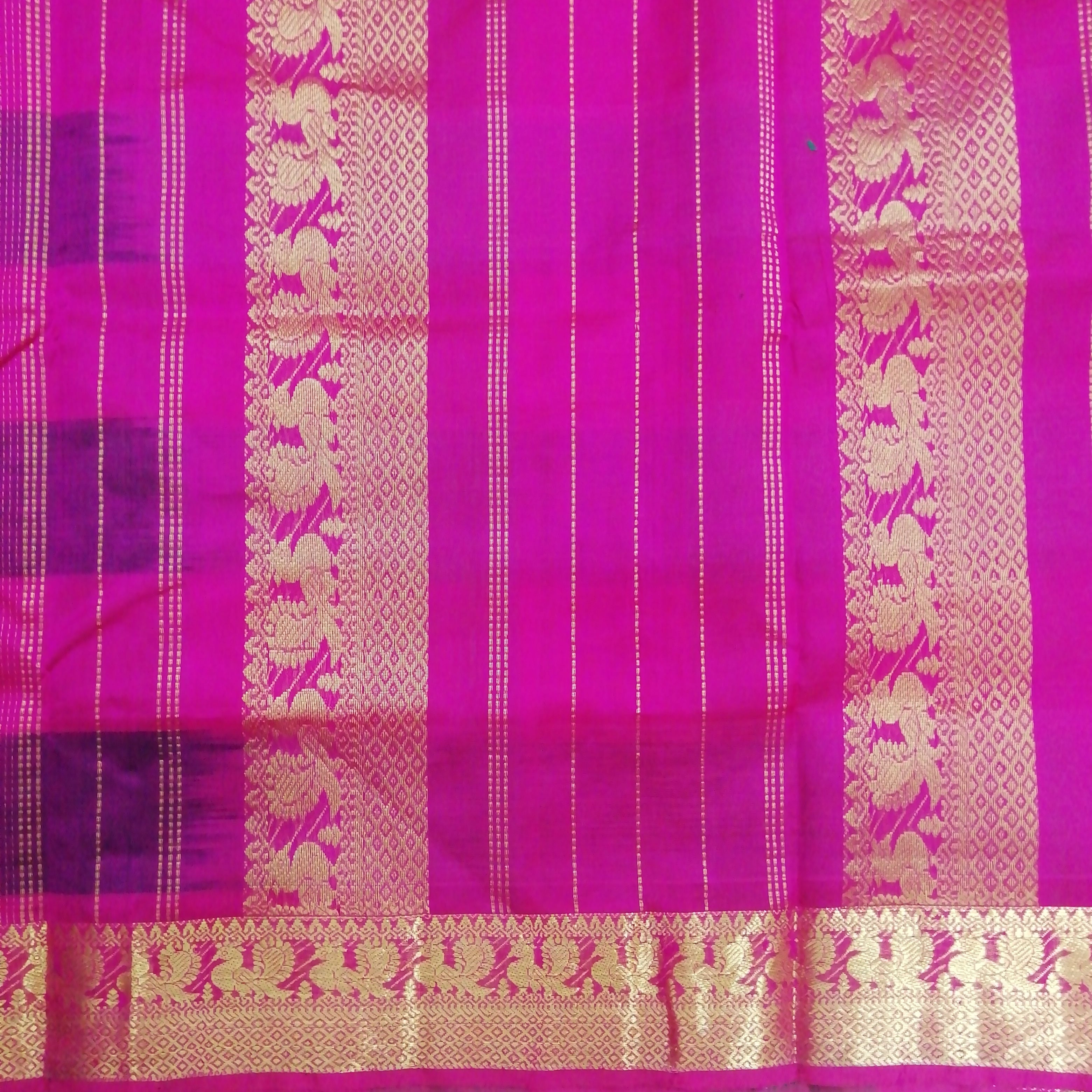 Pure silk cotton- pazhum pazhamum kattam with butta, 10yards (madisar)