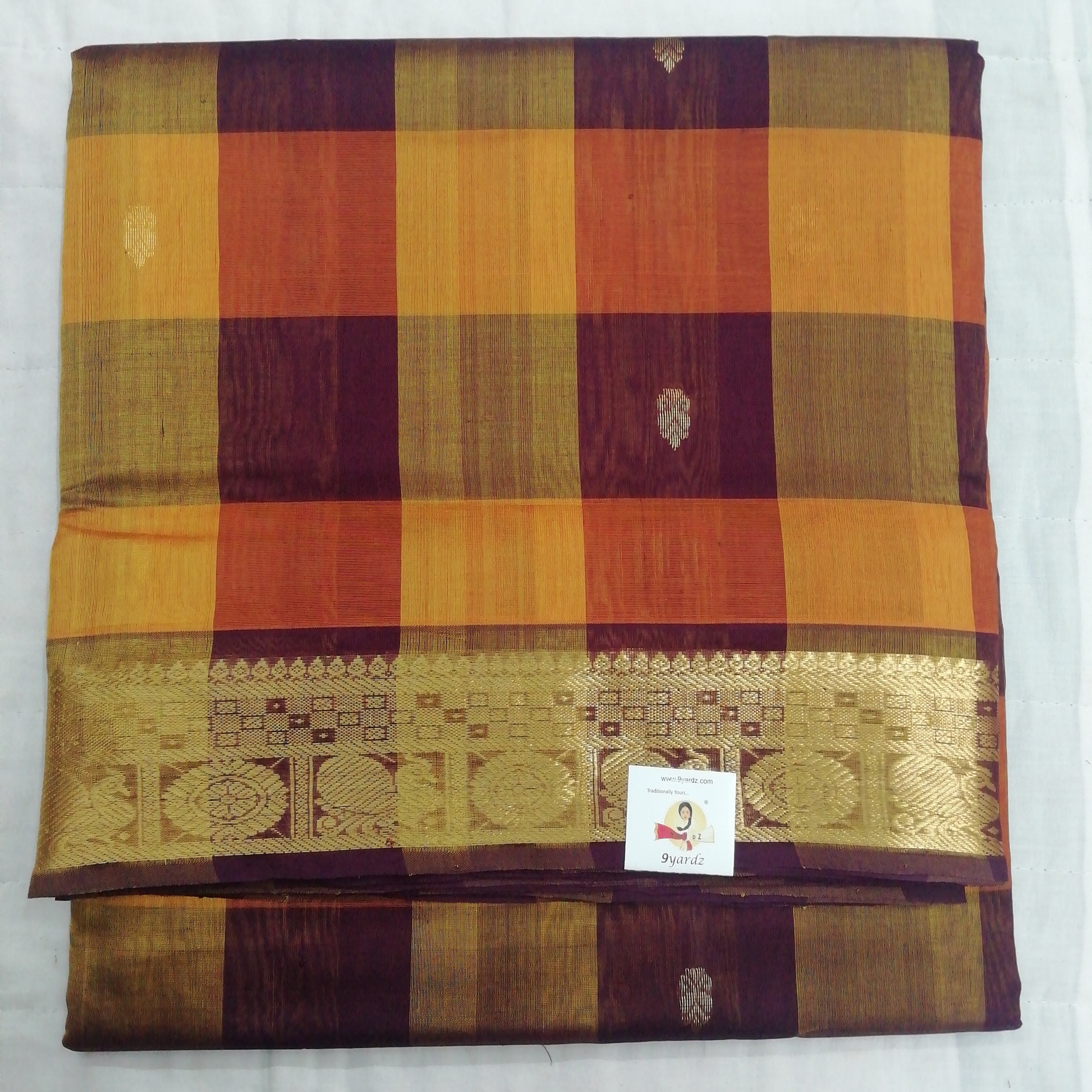 Pure silk cotton- pazhum pazhamum kattam with butta, 10yards (madisar)