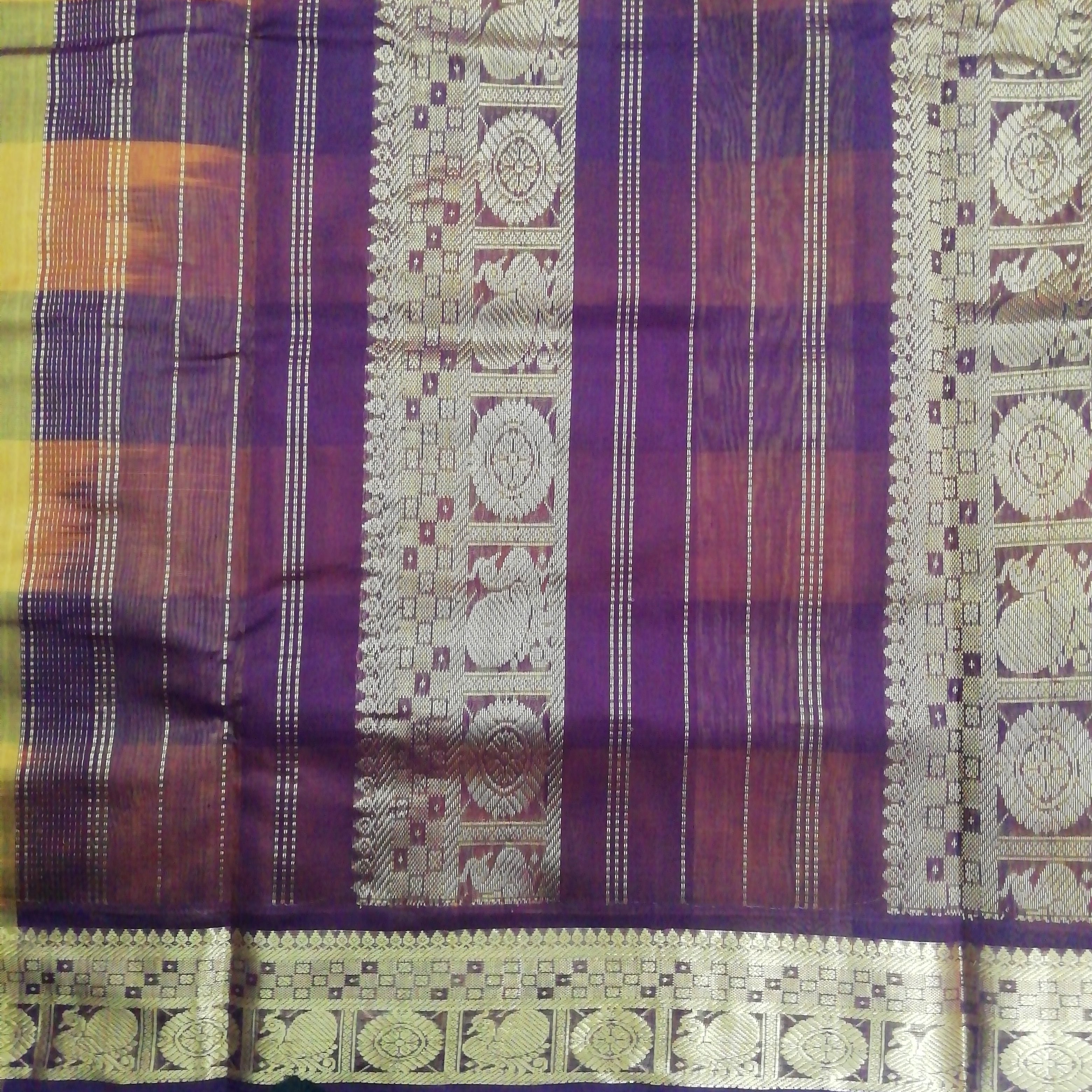Pure silk cotton- pazhum pazhamum kattam with butta, 10yards (madisar)