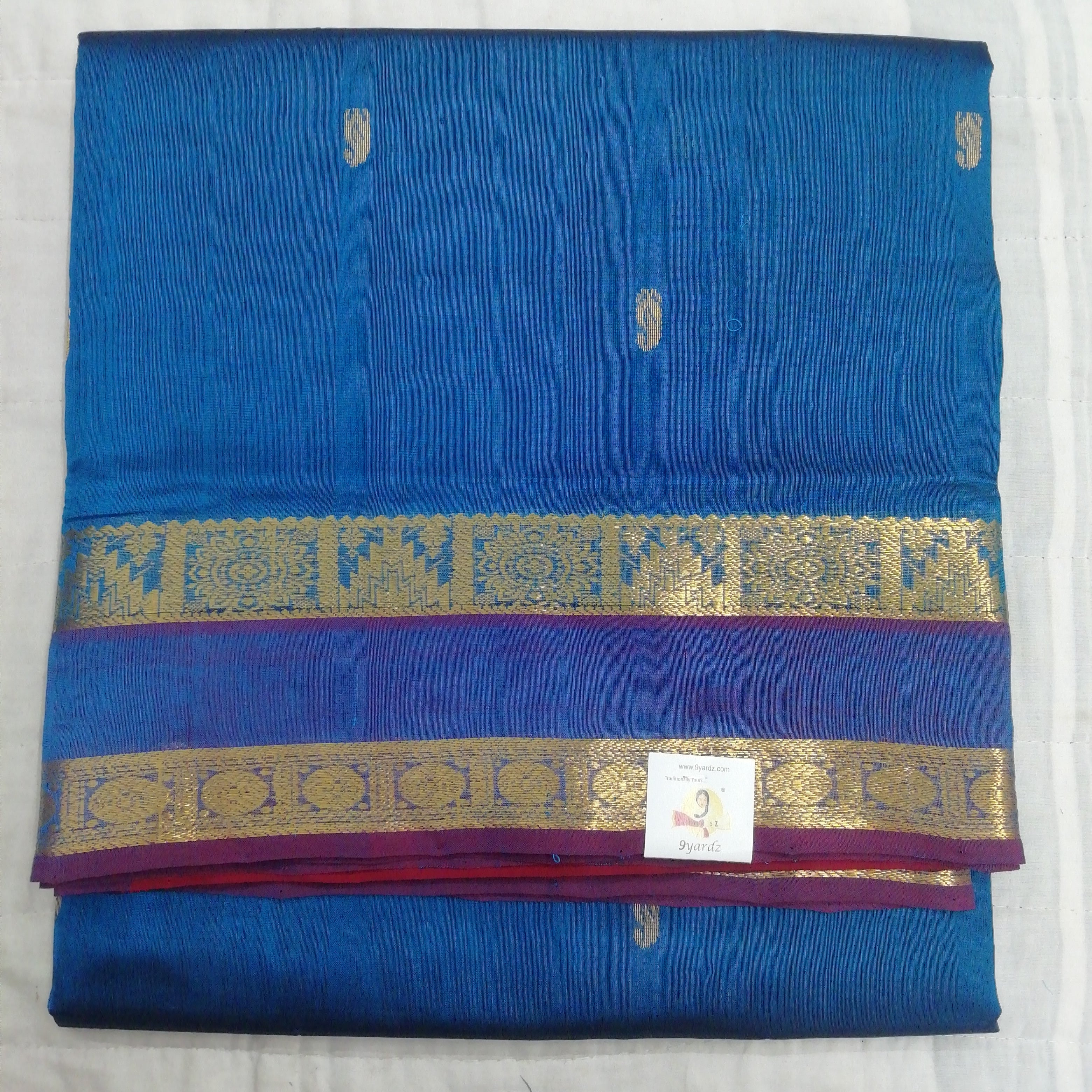 Pure silk cotton, rettai pet with butta-10 yards madisar