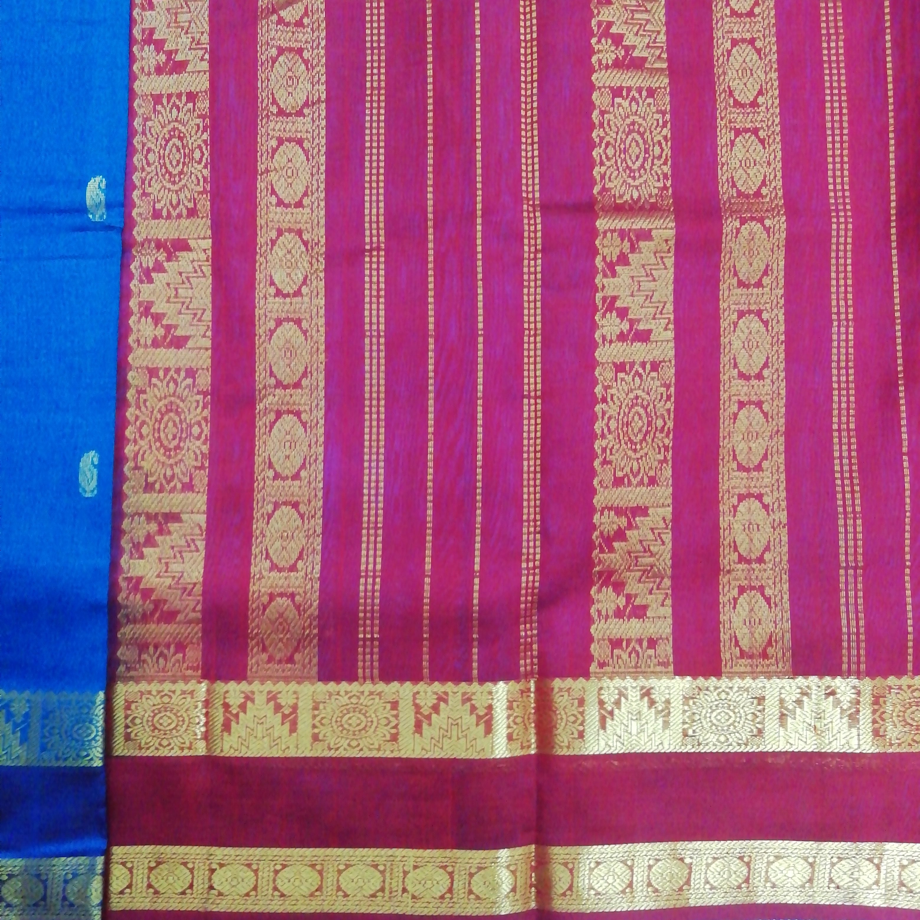 Pure silk cotton, rettai pet with butta-10 yards madisar