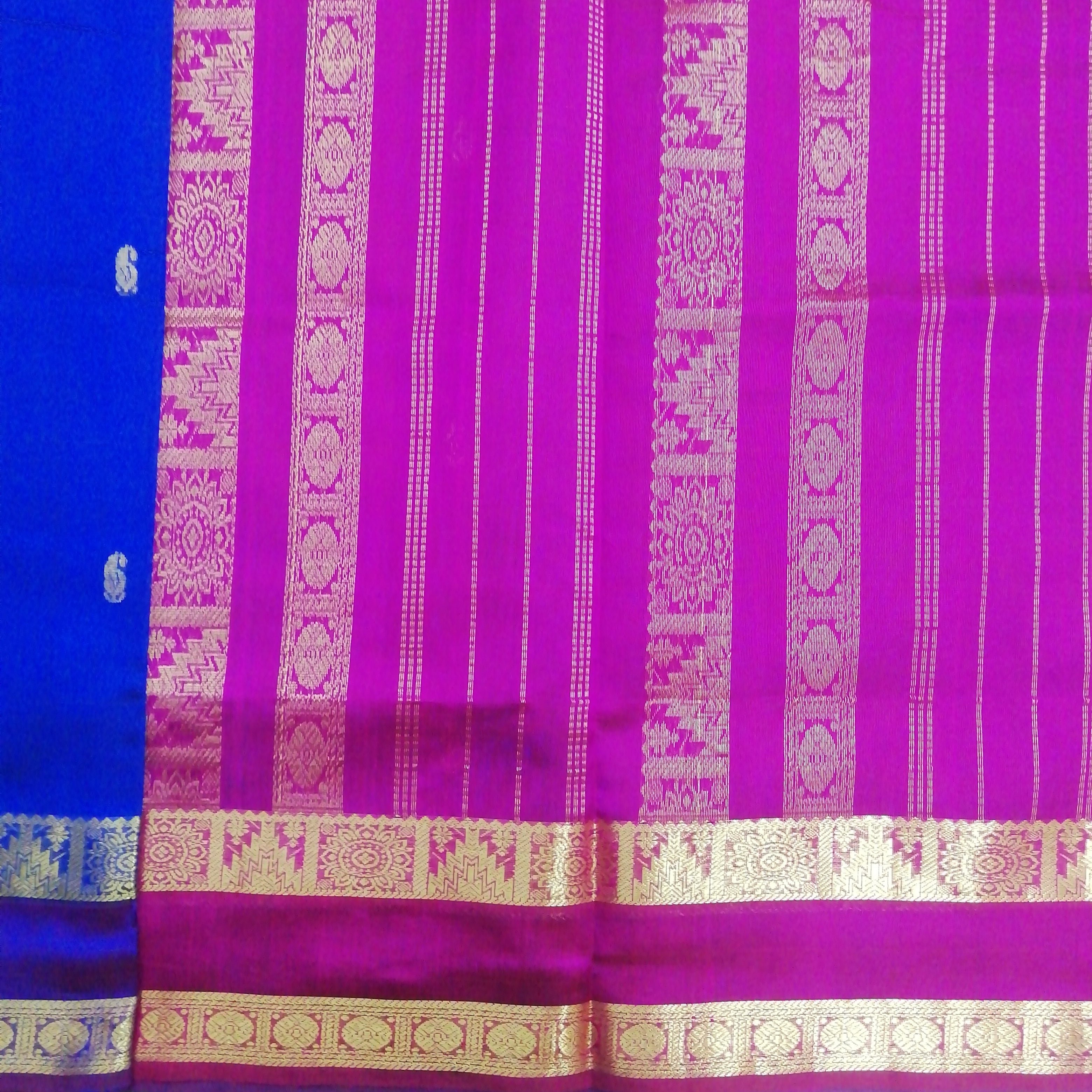 Pure silk cotton, rettai pet with butta-10 yards madisar