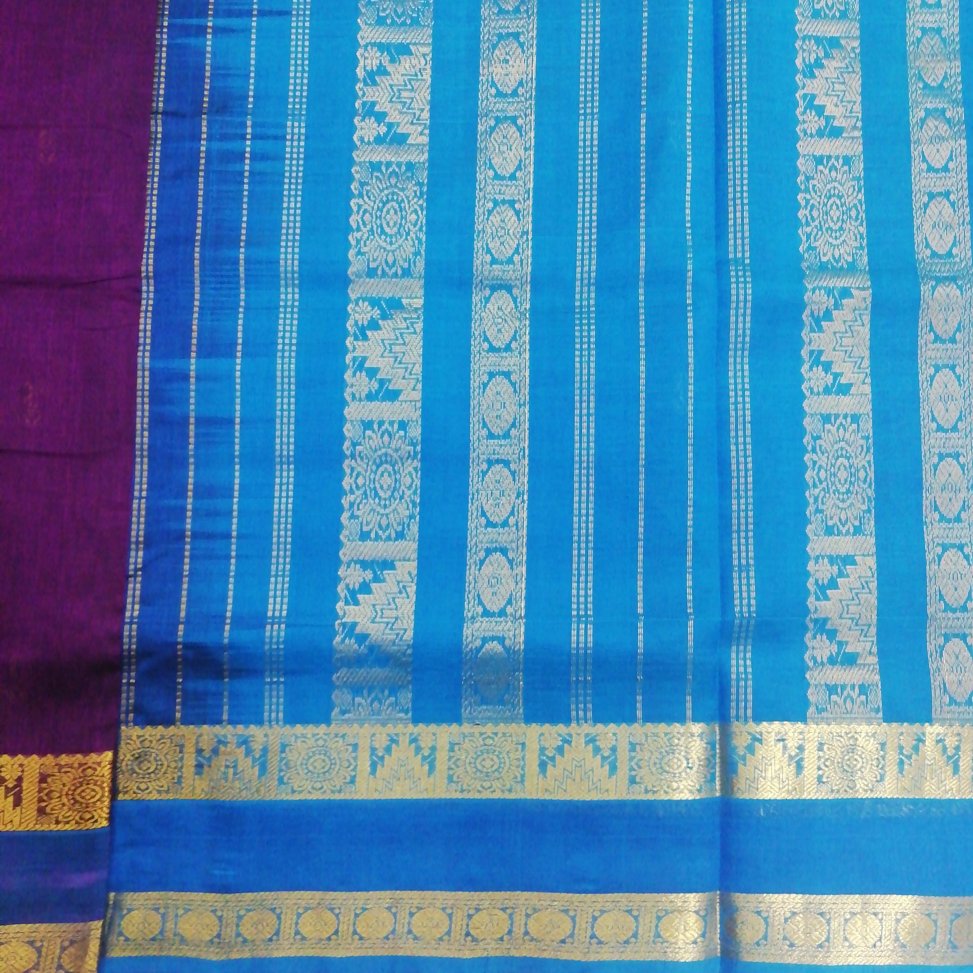 Pure silk cotton, rettai pet with butta-10 yards madisar