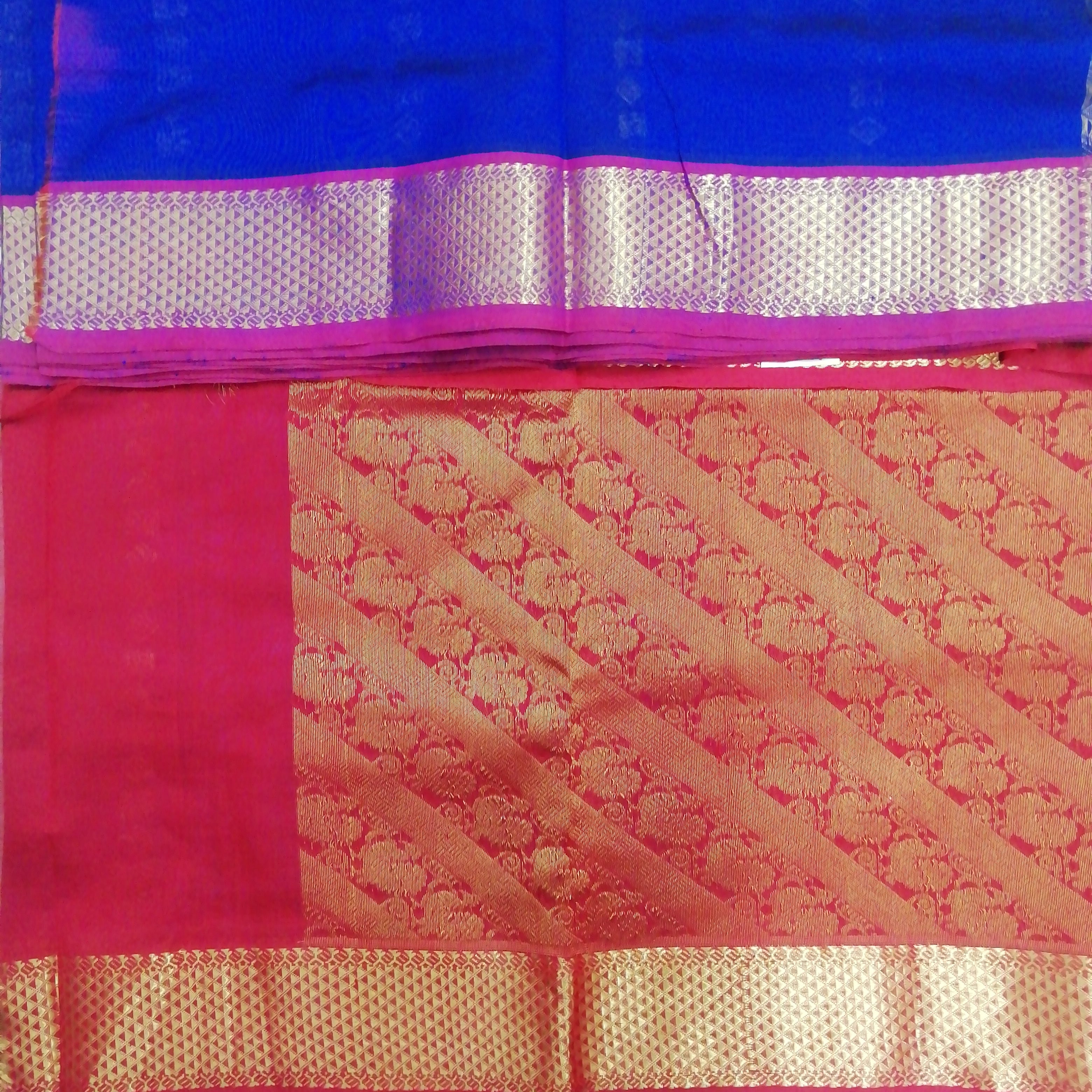 Pure silk cotton- Reverse Pallu- Semi Korvai