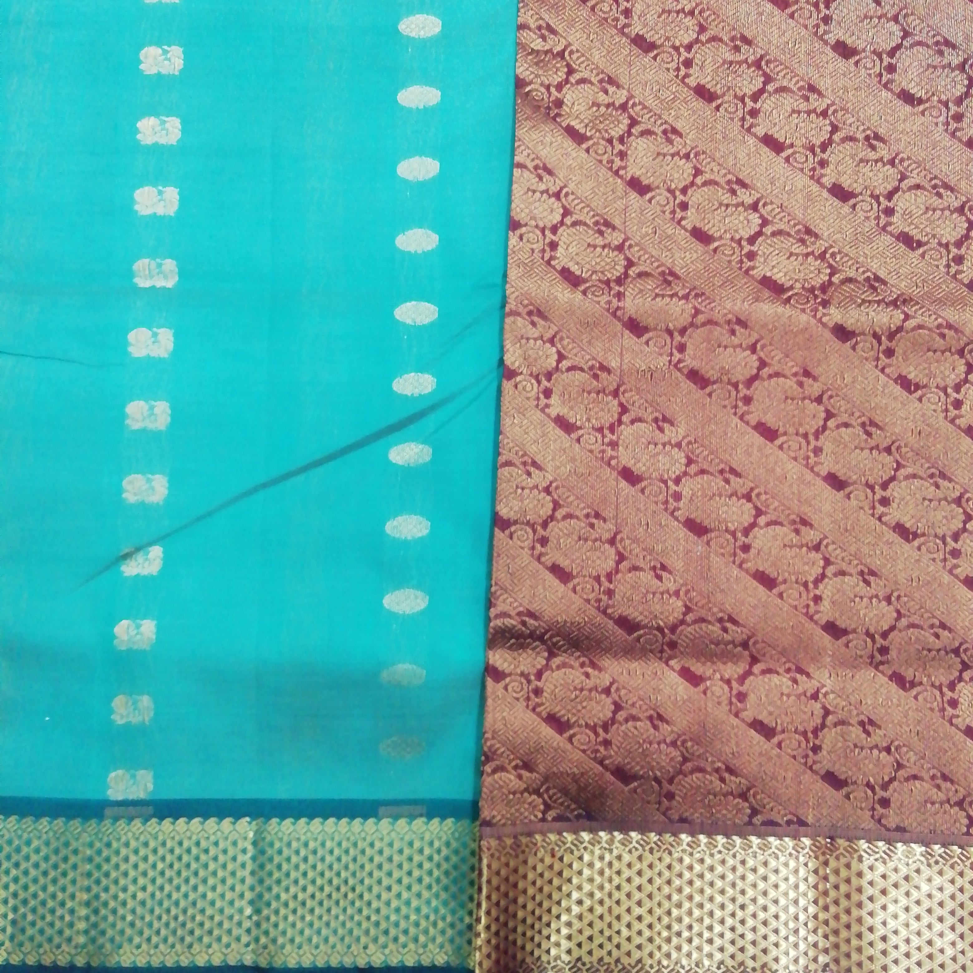 Pure silk cotton- Reverse Pallu- Semi Korvai