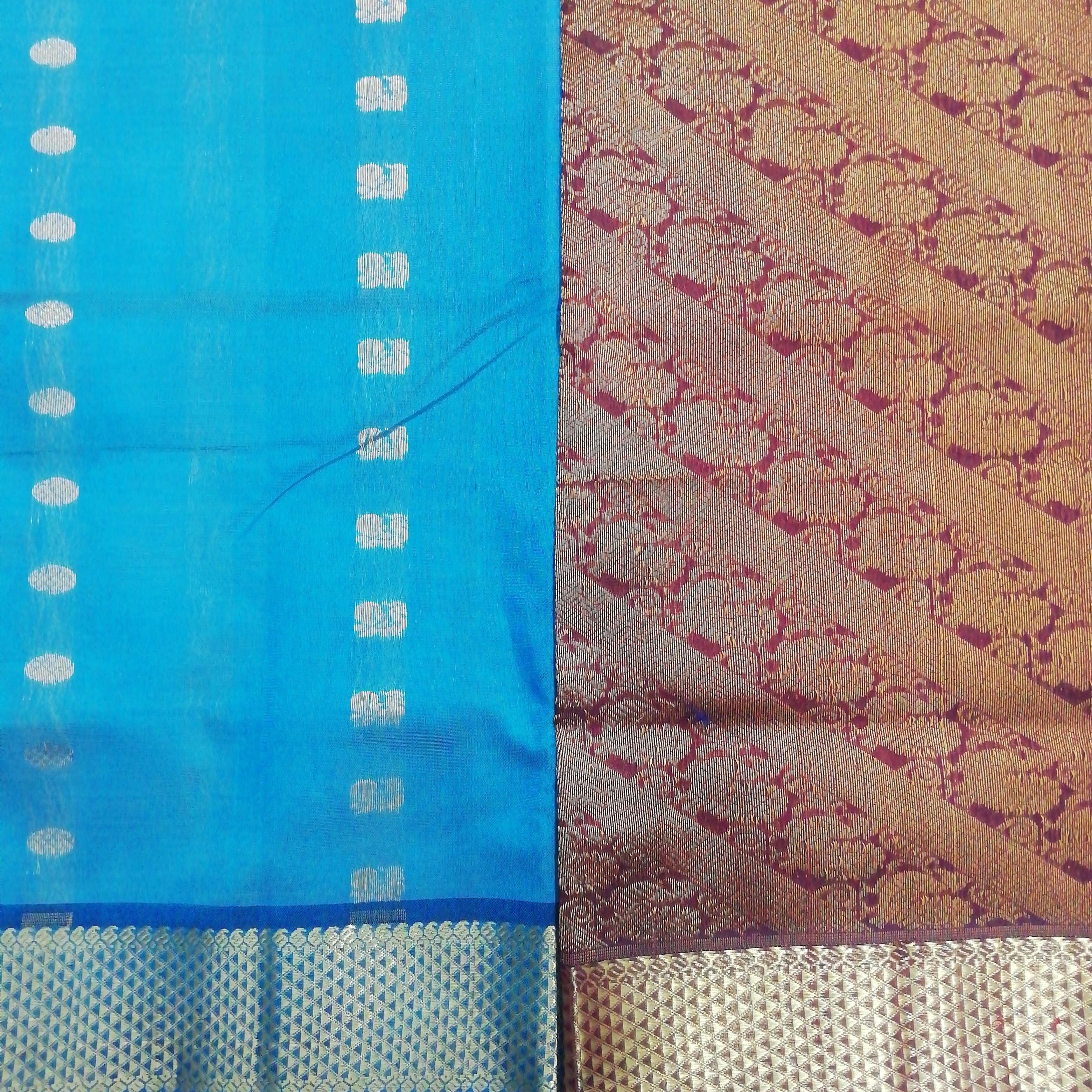 Pure silk cotton- Reverse Pallu- Semi Korvai