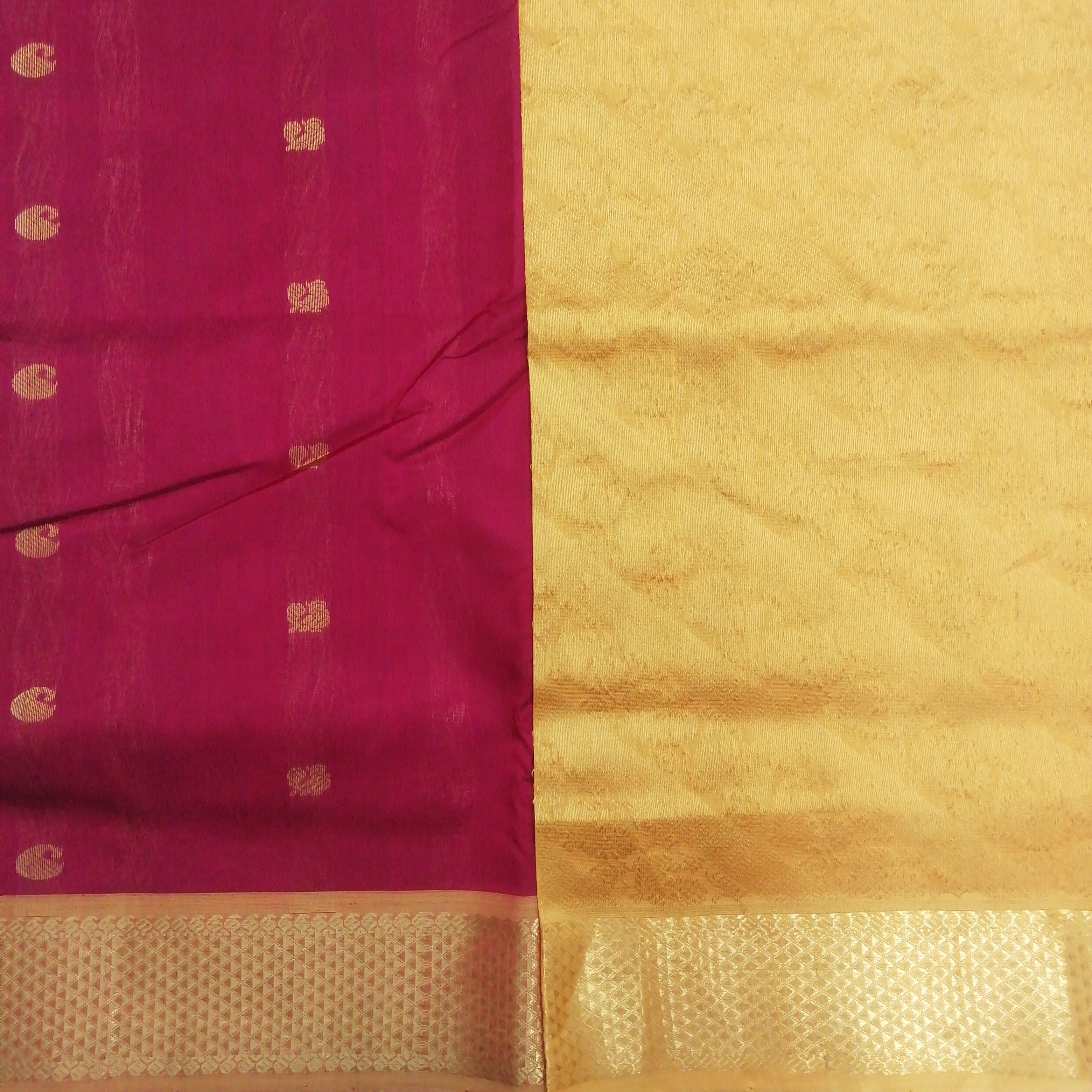 Pure silk cotton- Reverse Pallu- Semi Korvai