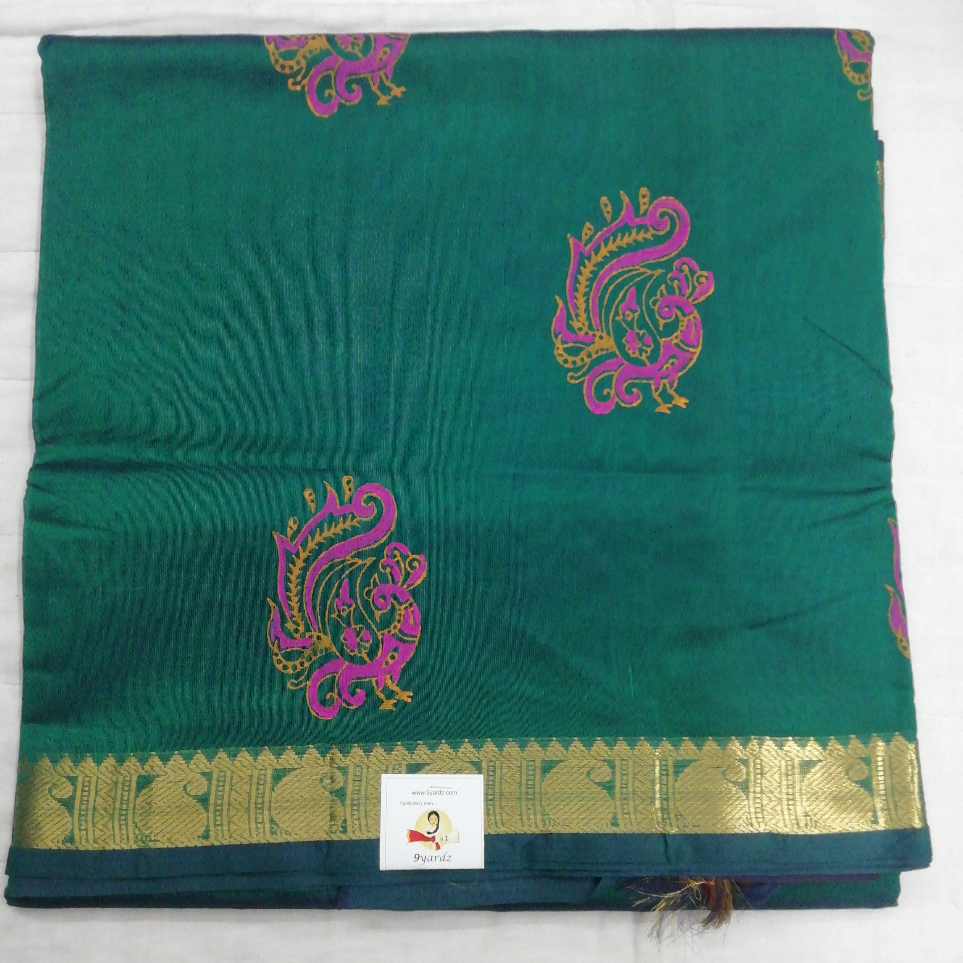 Pure silk cotton, reverse printed pallu- 10yards madisar