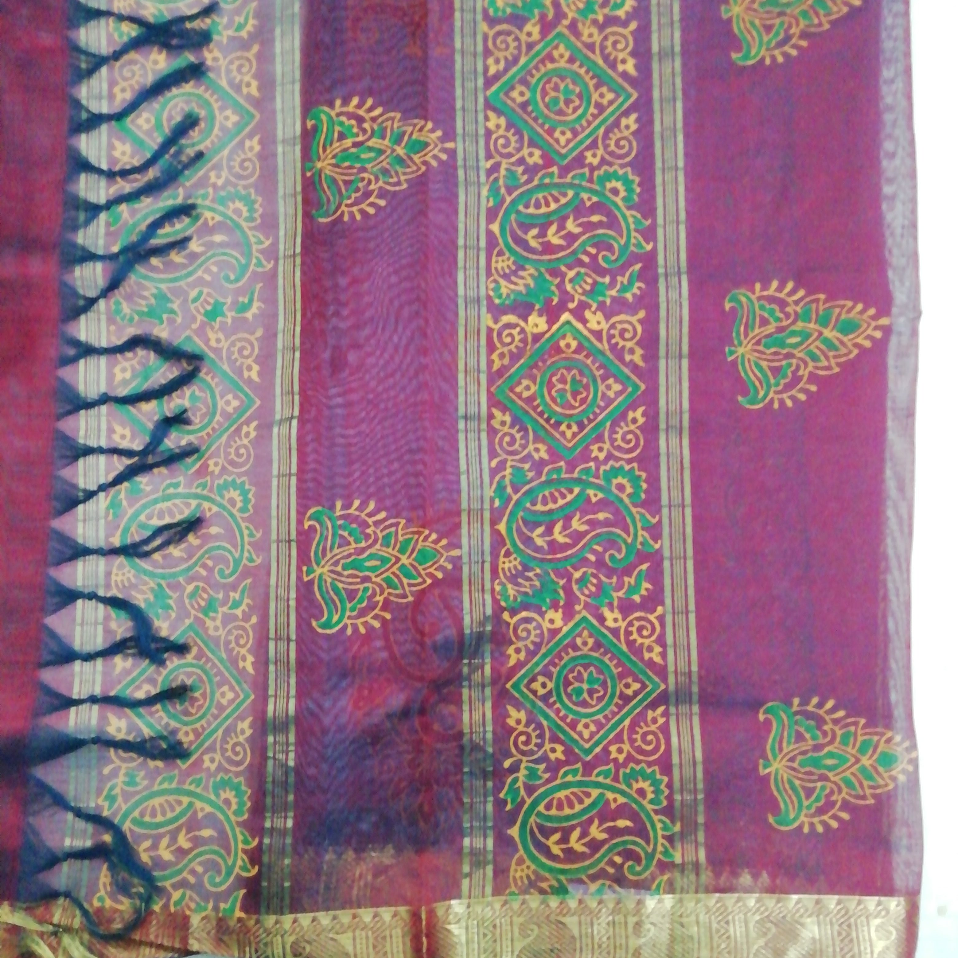 Pure silk cotton, reverse printed pallu- 10yards madisar
