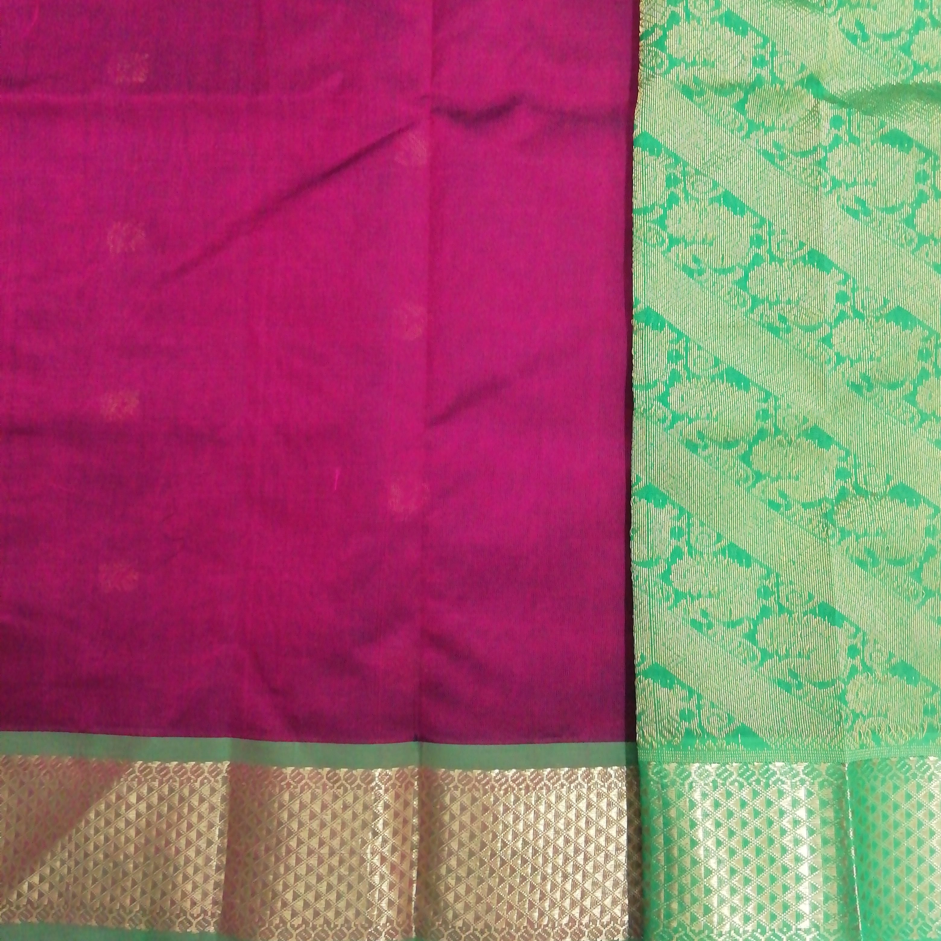 Pure silk cotton- Reverse Pallu- Semi Korvai