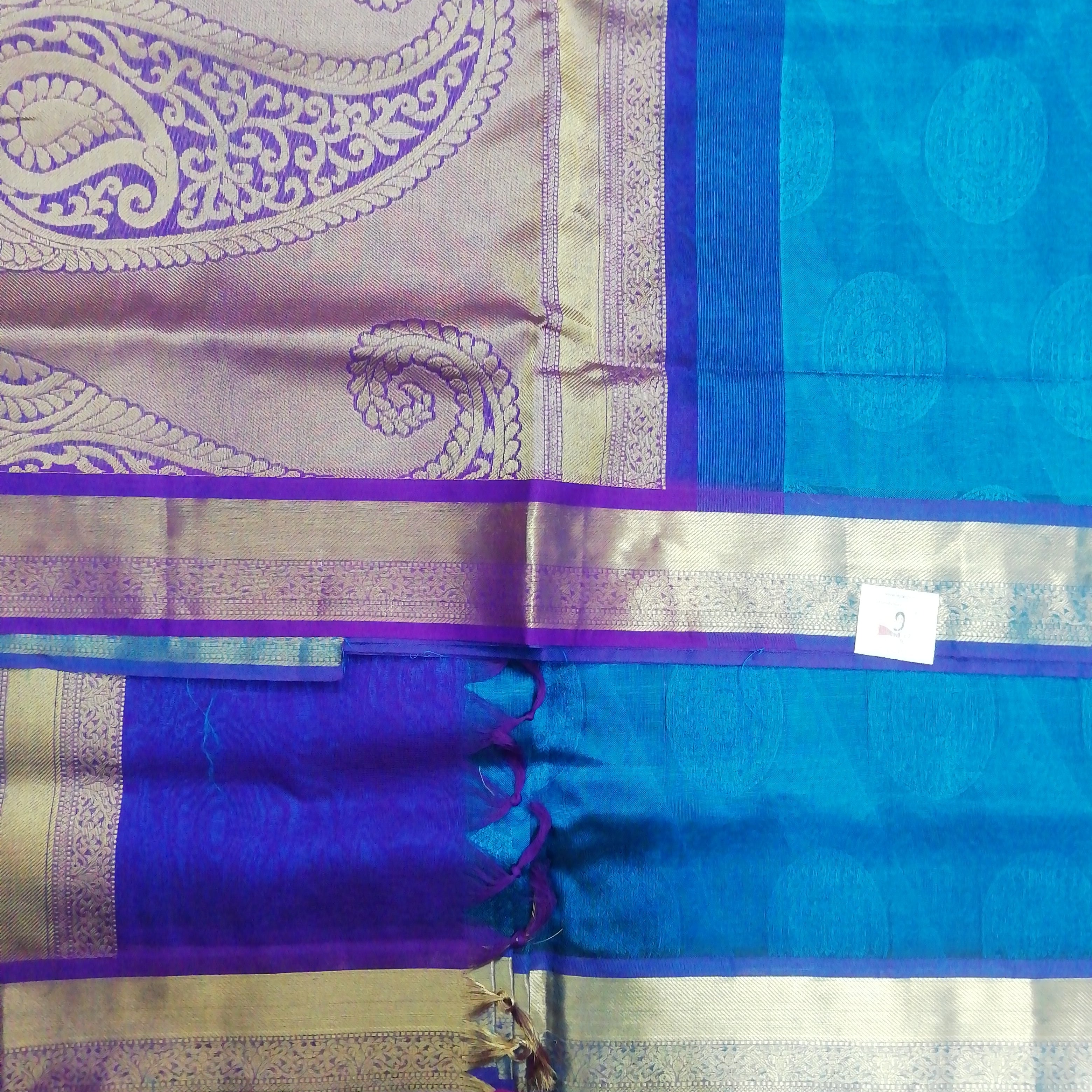 Pure silk cotton- embossed, Reverse Pallu 10 yards madisar