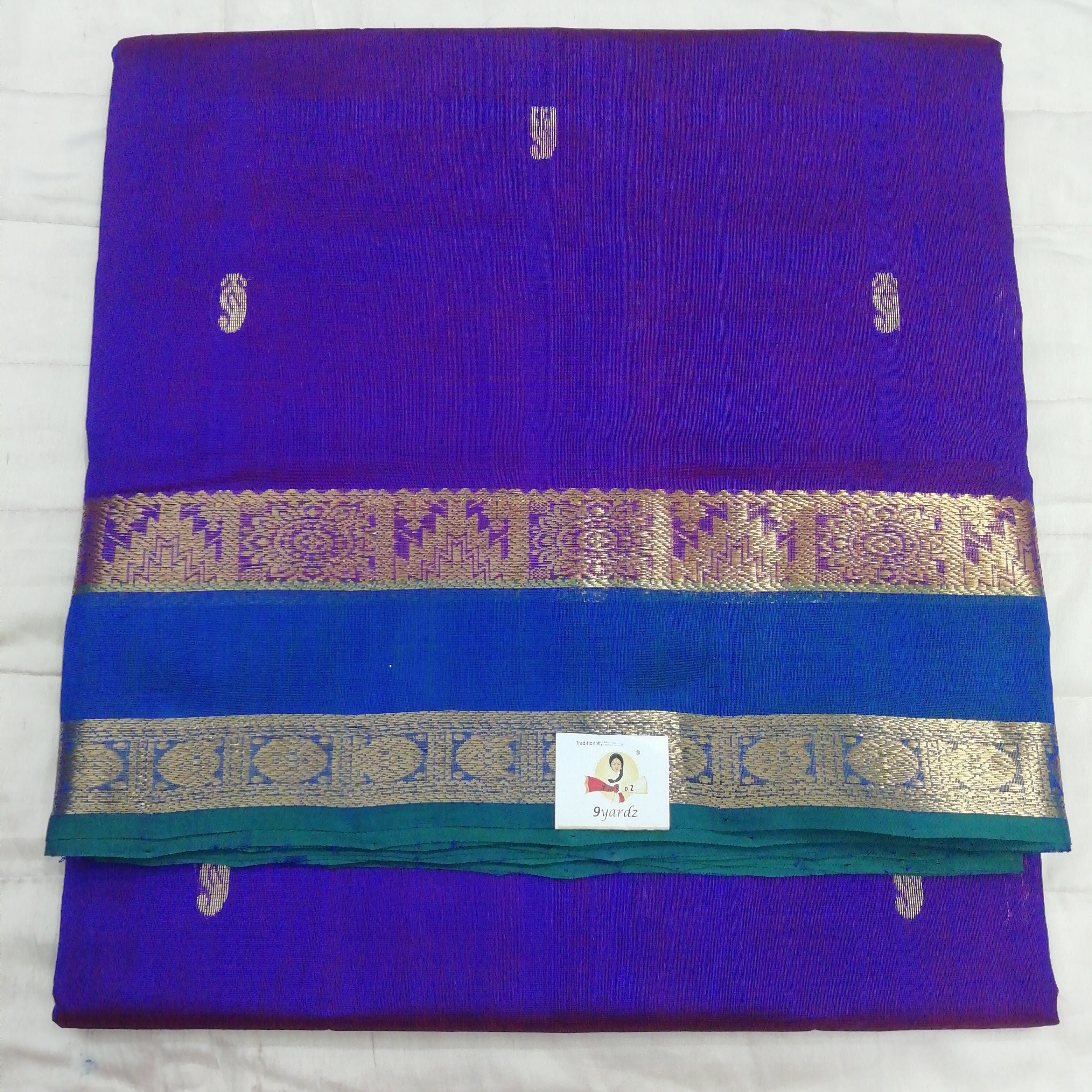 Pure silk cotton, rettai pet with butta-10 yards madisar