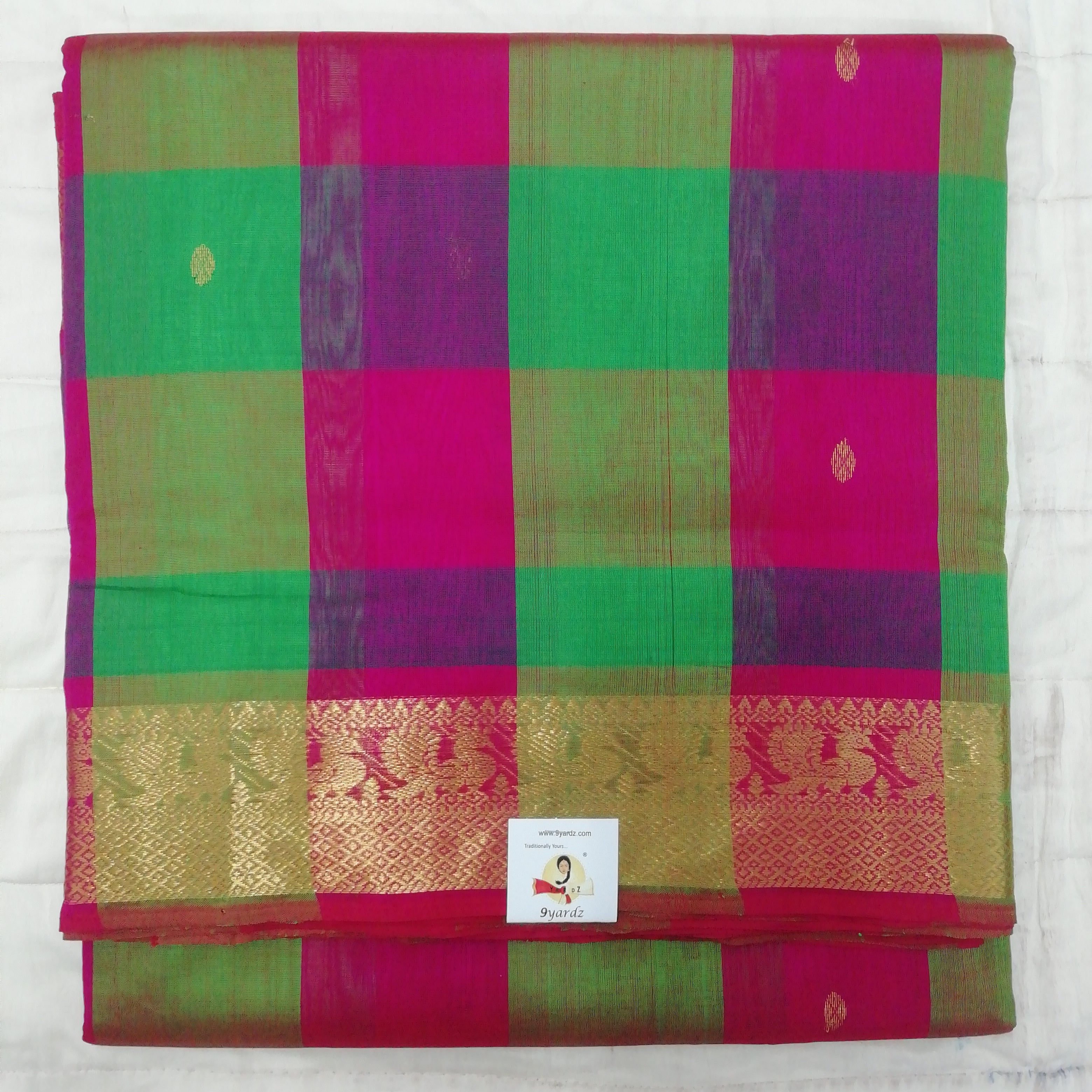 Pure silk cotton- pazhum pazhamum kattam with butta, 10yards (madisar)