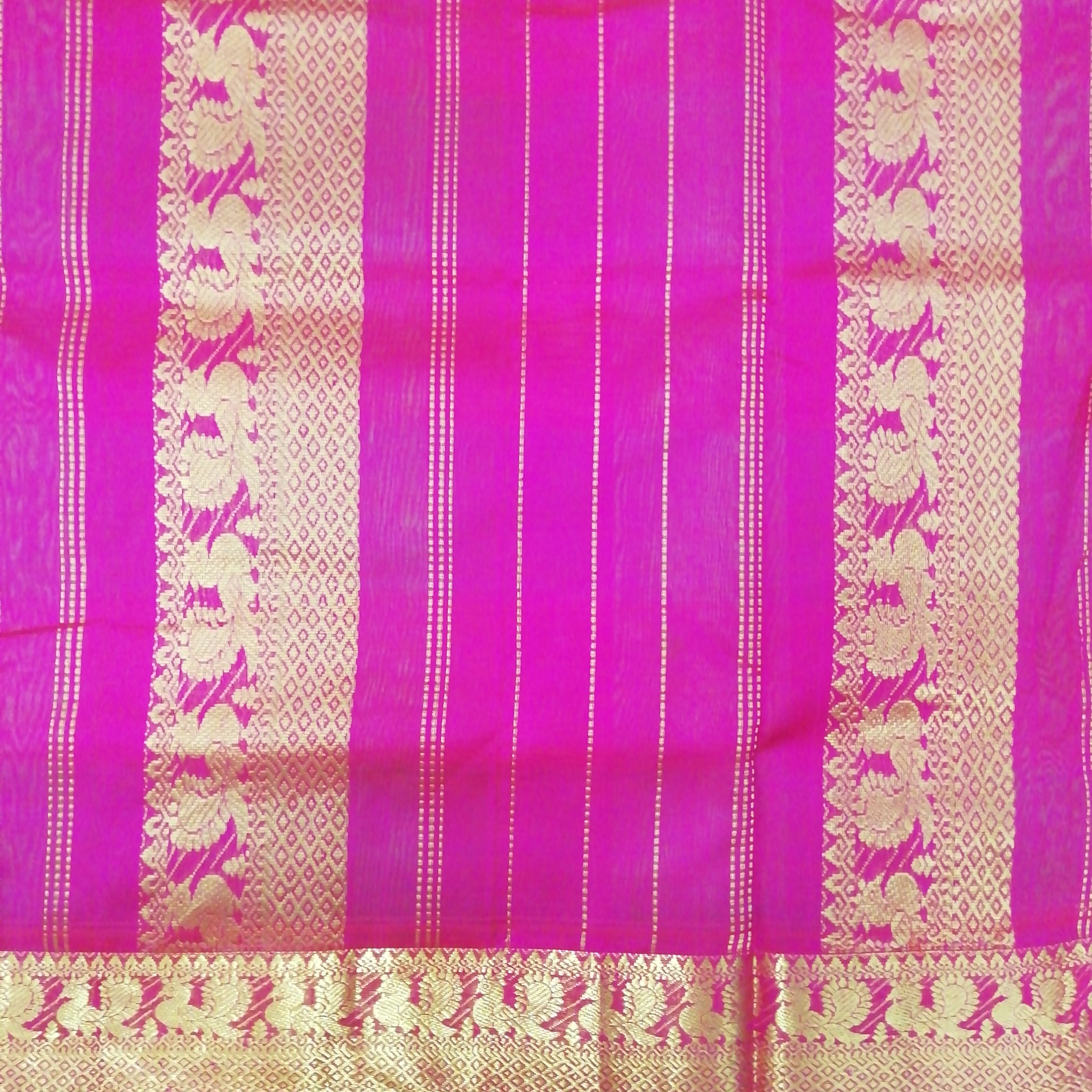 Pure silk cotton- pazhum pazhamum kattam with butta, 10yards (madisar)
