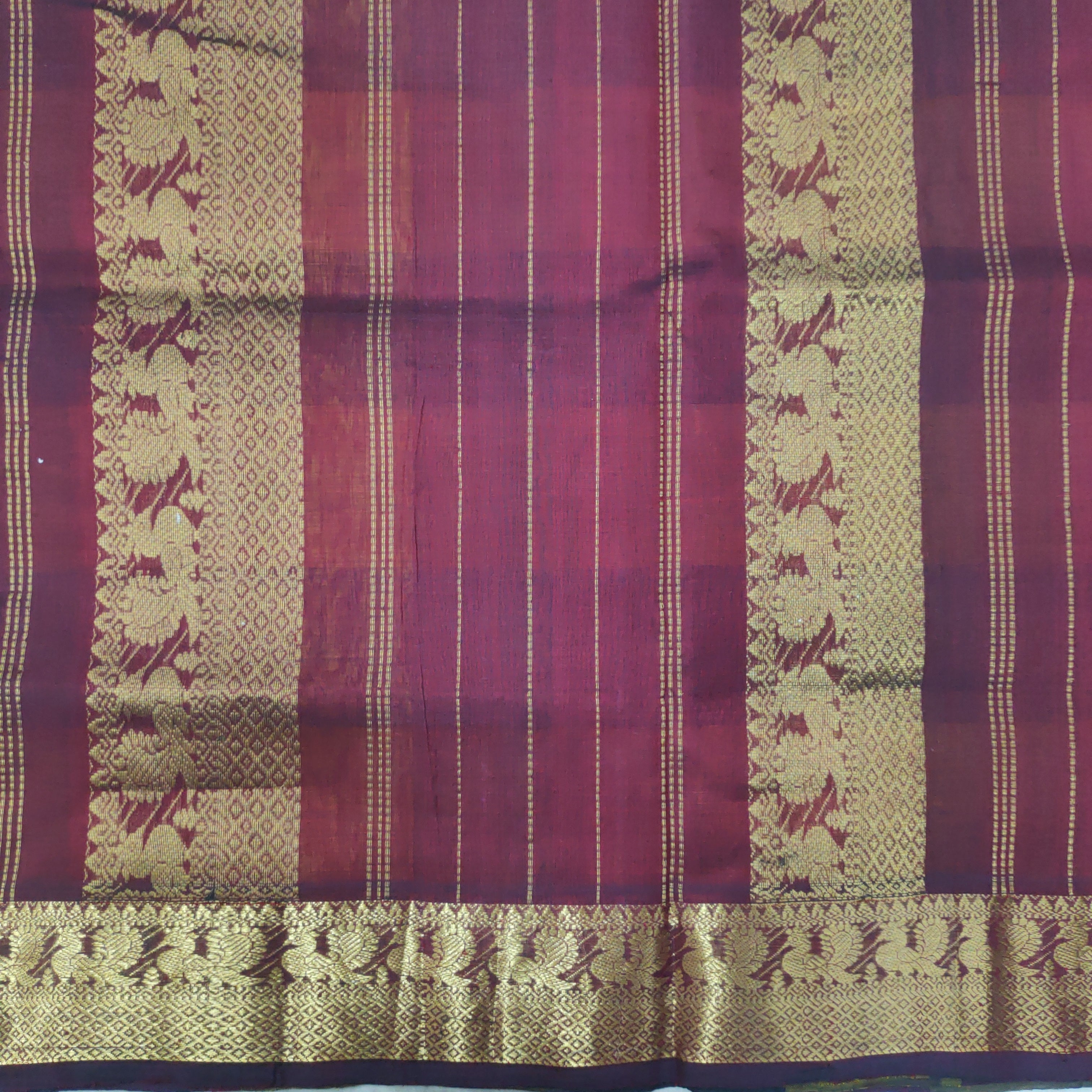 Pure silk cotton- pazhum pazhamum kattam with butta, 10yards (madisar)