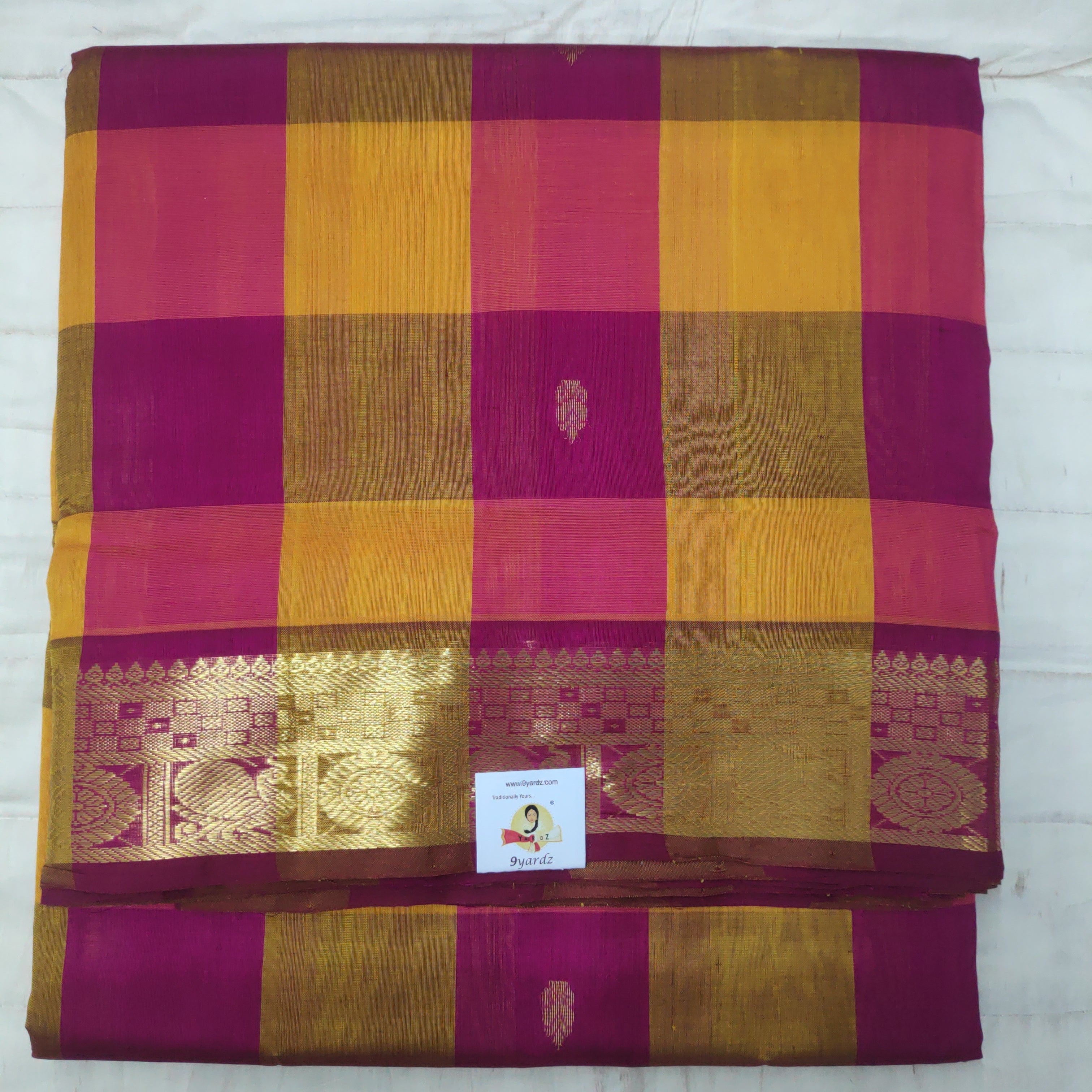 Pure silk cotton- pazhum pazhamum kattam with butta, 10yards (madisar)