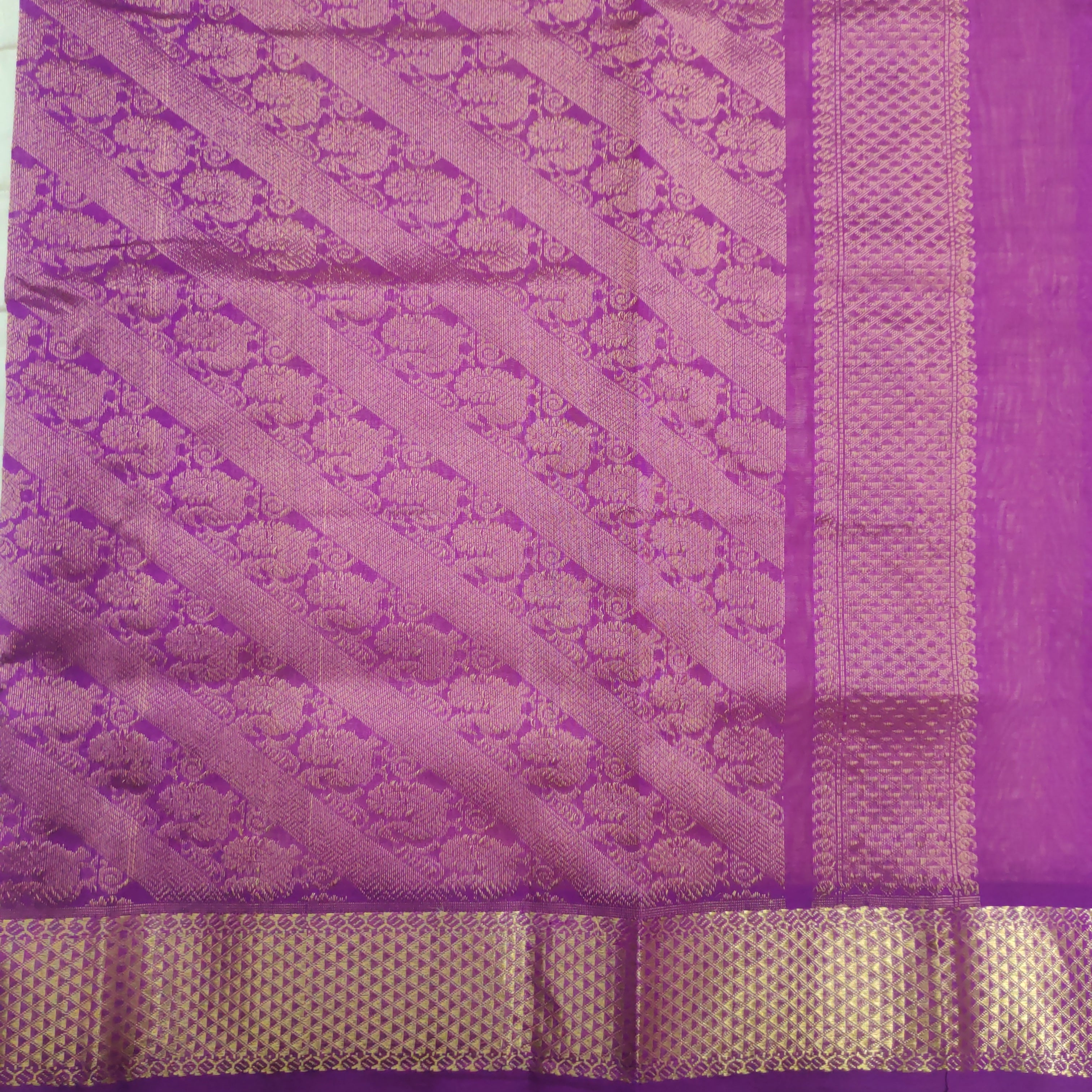 Pure silk cotton- Reverse Pallu- Semi Korvai