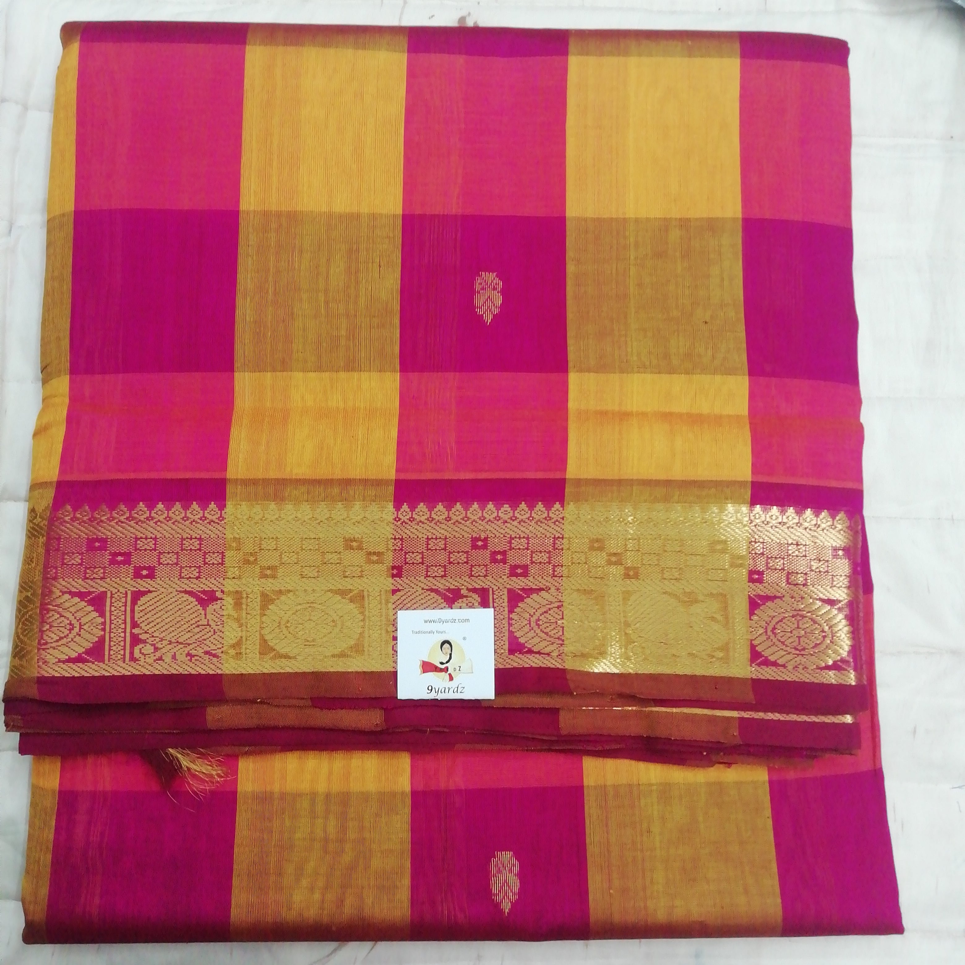 Pure silk cotton- pazhum pazhamum kattam with butta, 10yards (madisar)