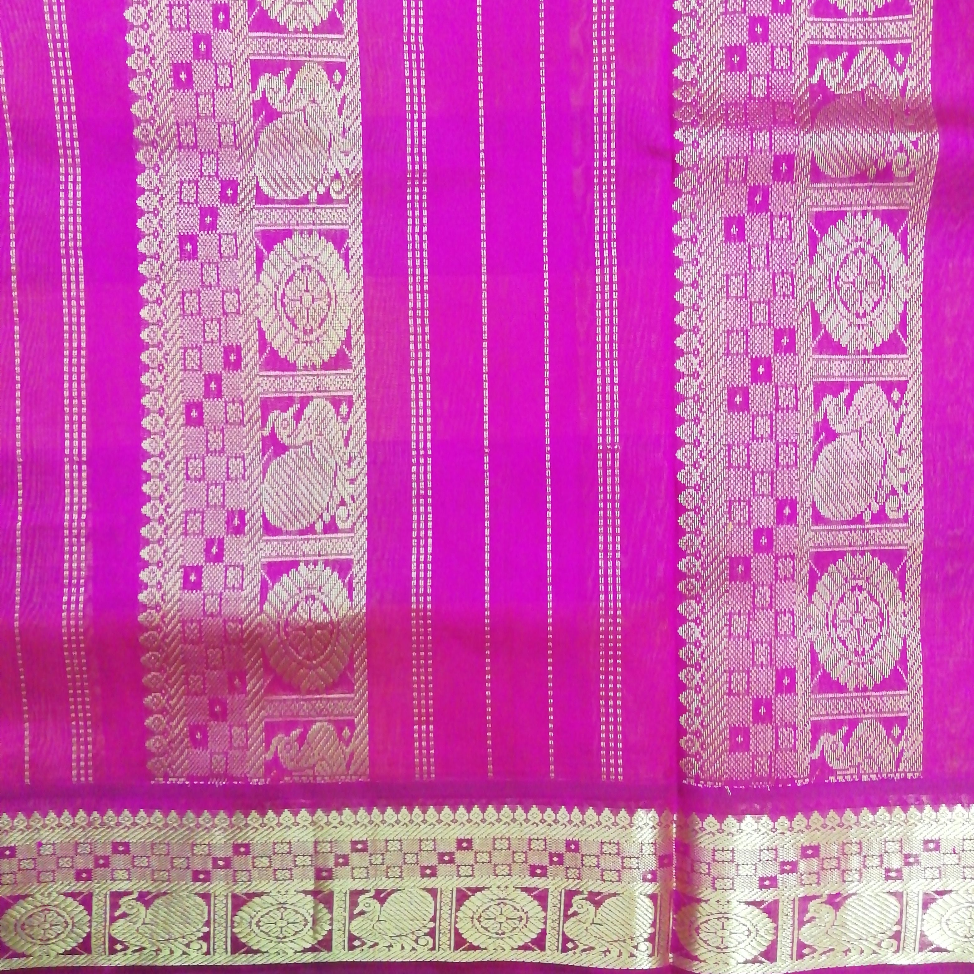Pure silk cotton- pazhum pazhamum kattam with butta, 10yards (madisar)
