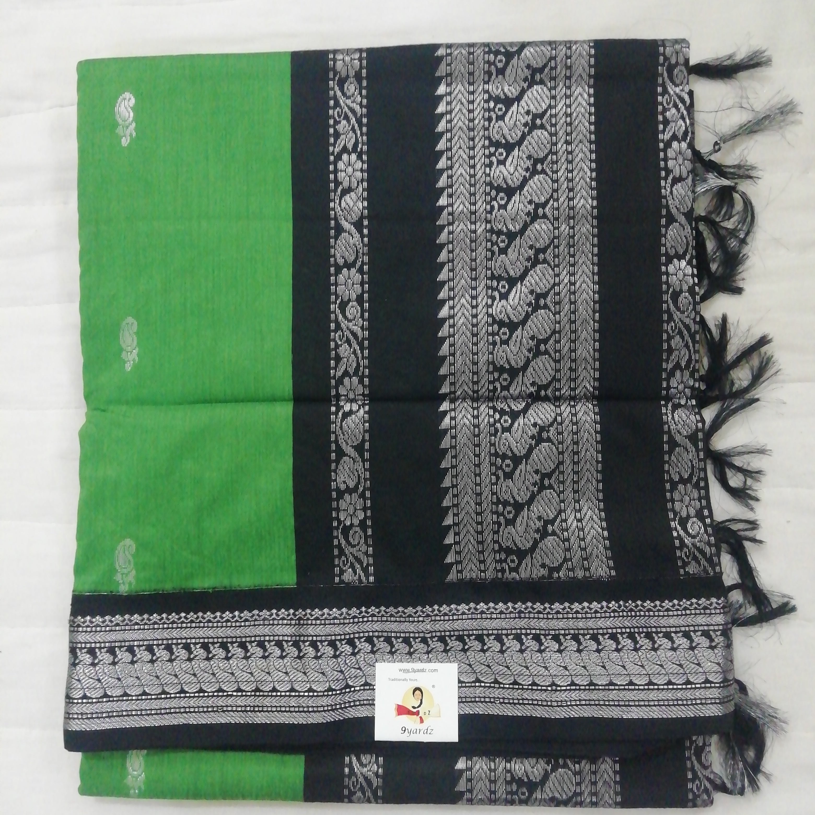 Kalyani cotton Silver zari 6yardz