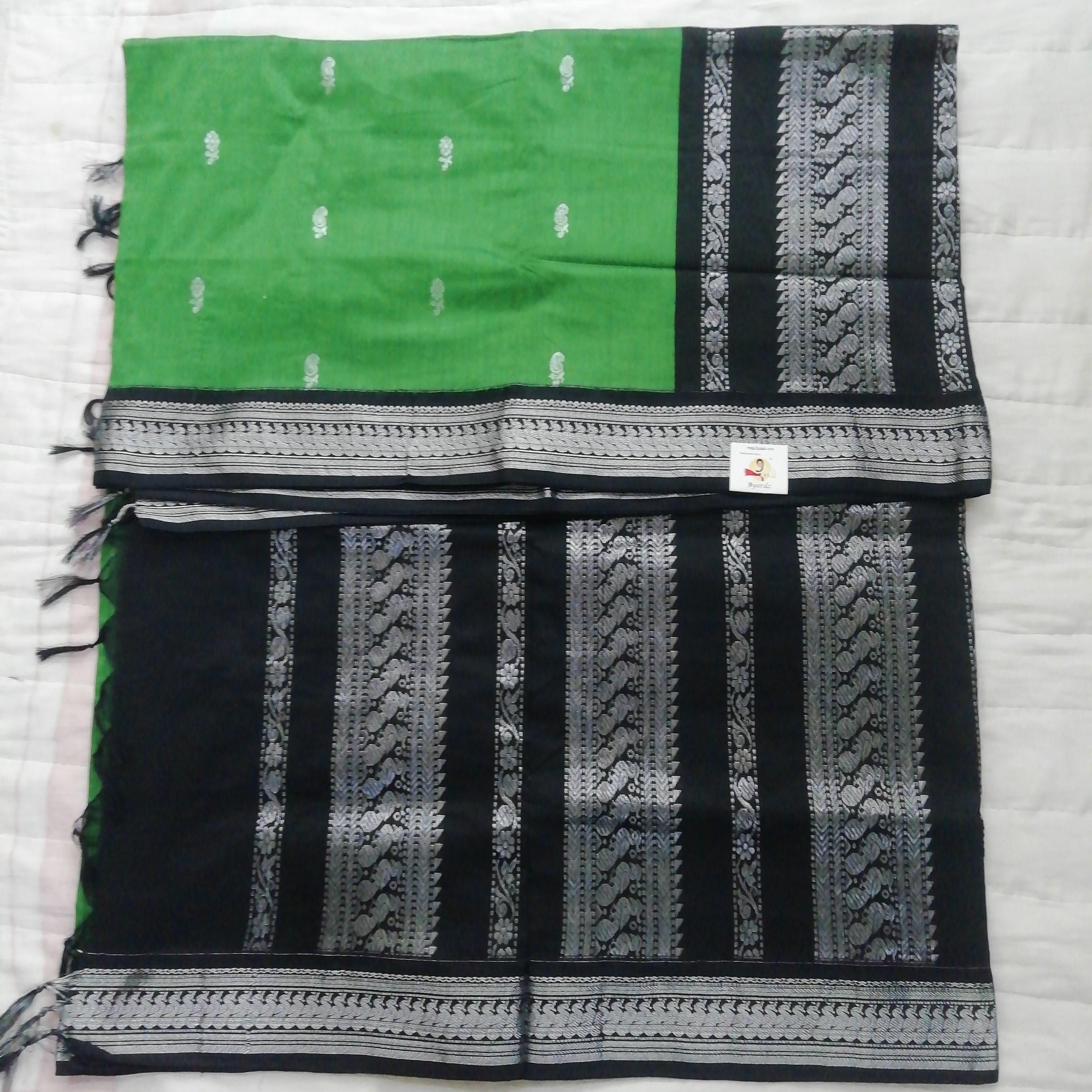Kalyani cotton Silver zari 6yardz
