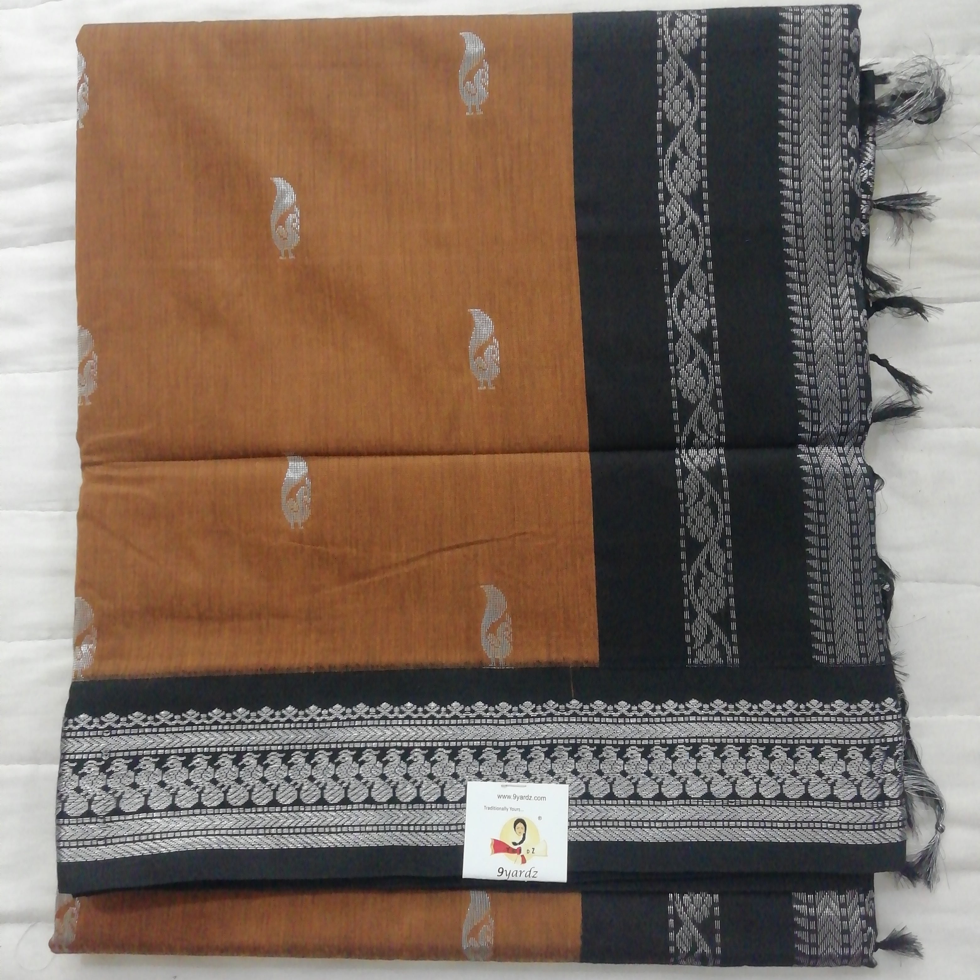 Kalyani cotton Silver zari 6yardz