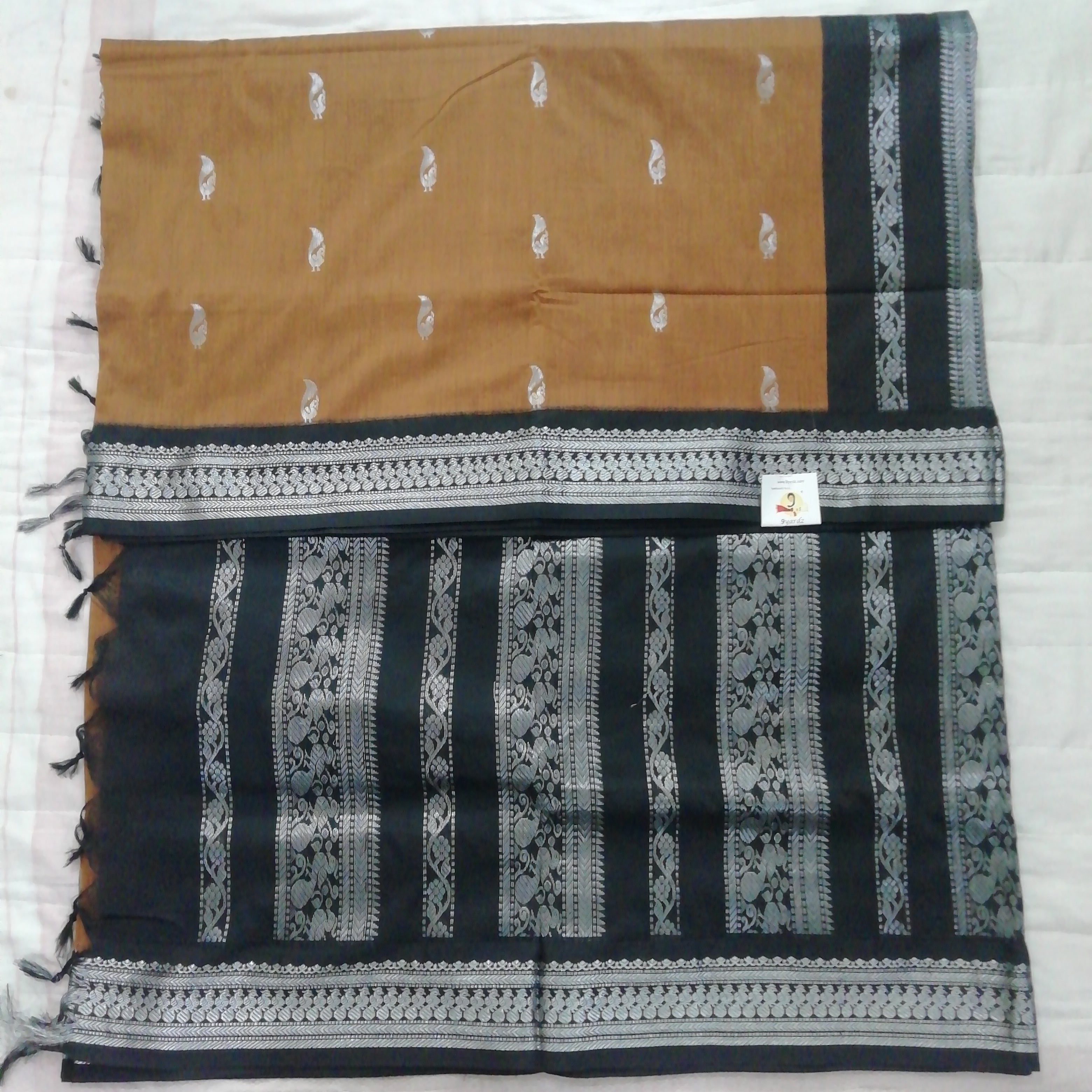 Kalyani cotton Silver zari 6yardz