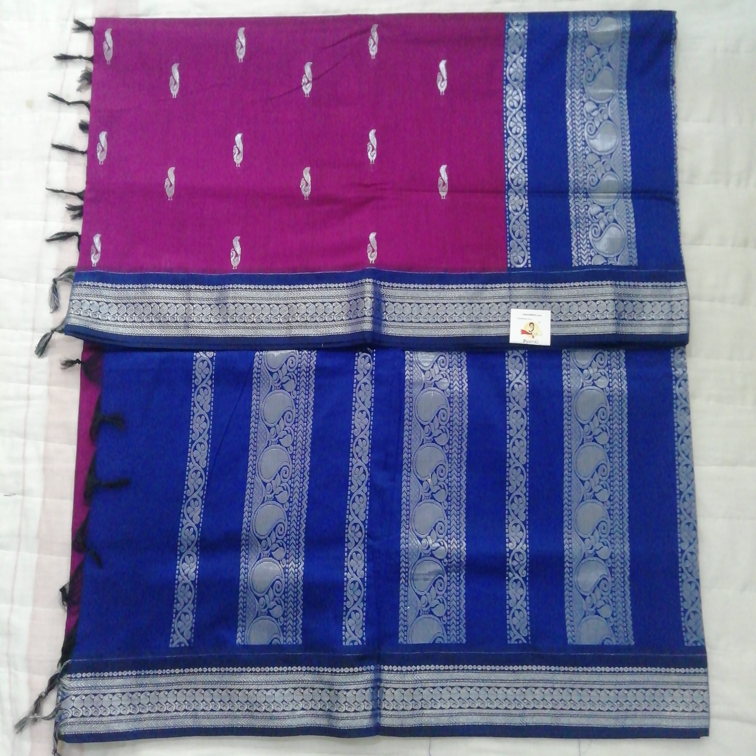 Kalyani cotton Silver zari 6yardz